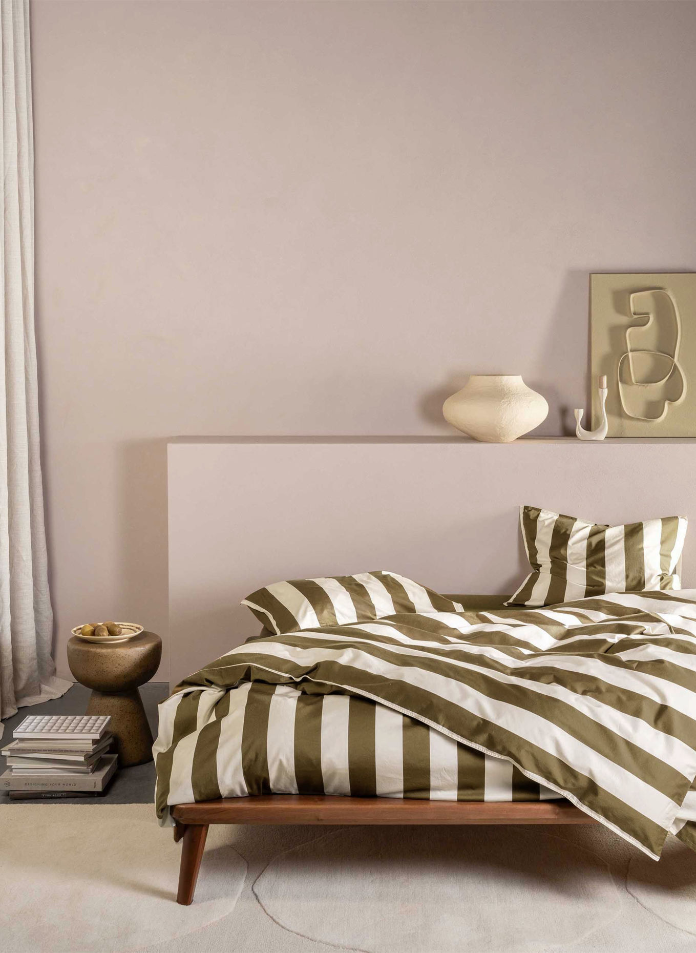 ESSENZA Kissenbezug MINTE STRIPE: BRAUN / ECRU