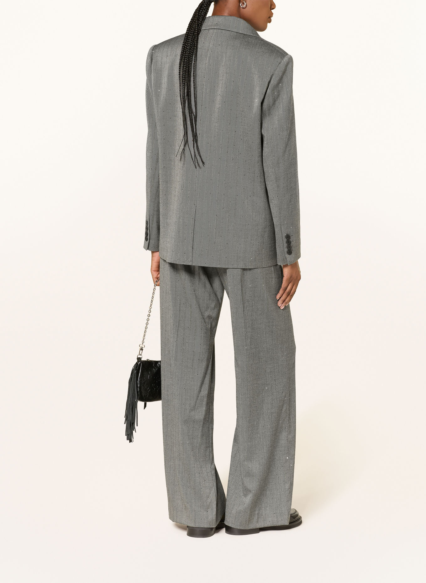 maje Marlenehose mit Schmucksteinen: GRAU / DUNKELGRAU