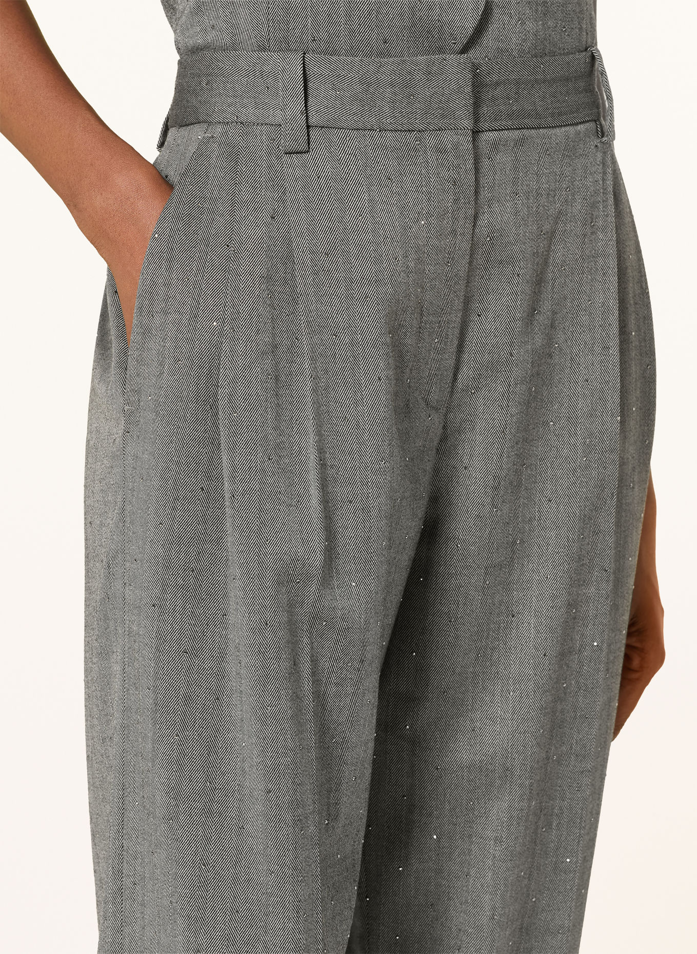 maje Marlenehose mit Schmucksteinen: GRAU / DUNKELGRAU
