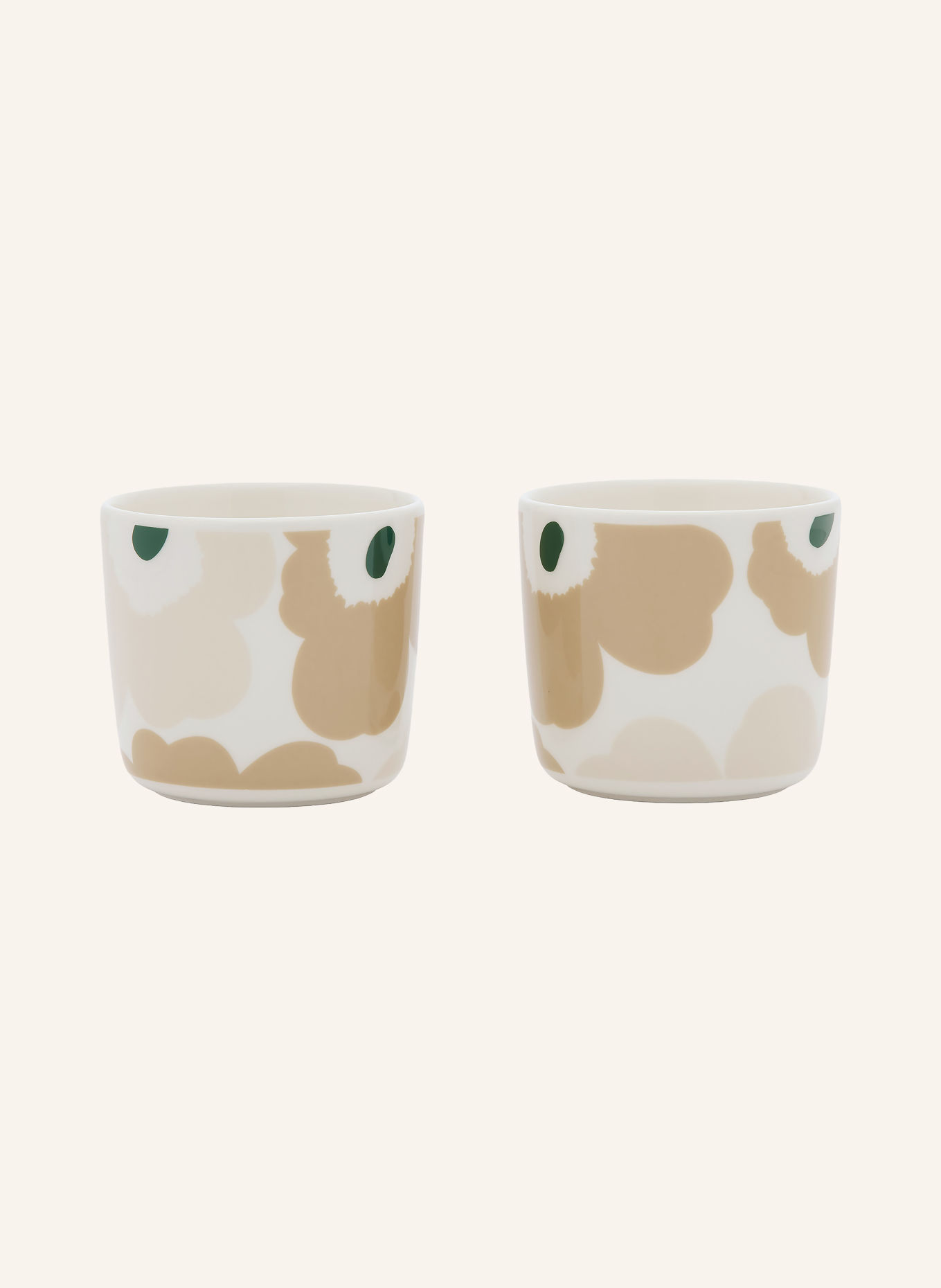 marimekko Sada 2 hrnků UNIKKO: BÉŽOVÁ / KRÉMOVÁ / TMAVĚ ZELENÁ