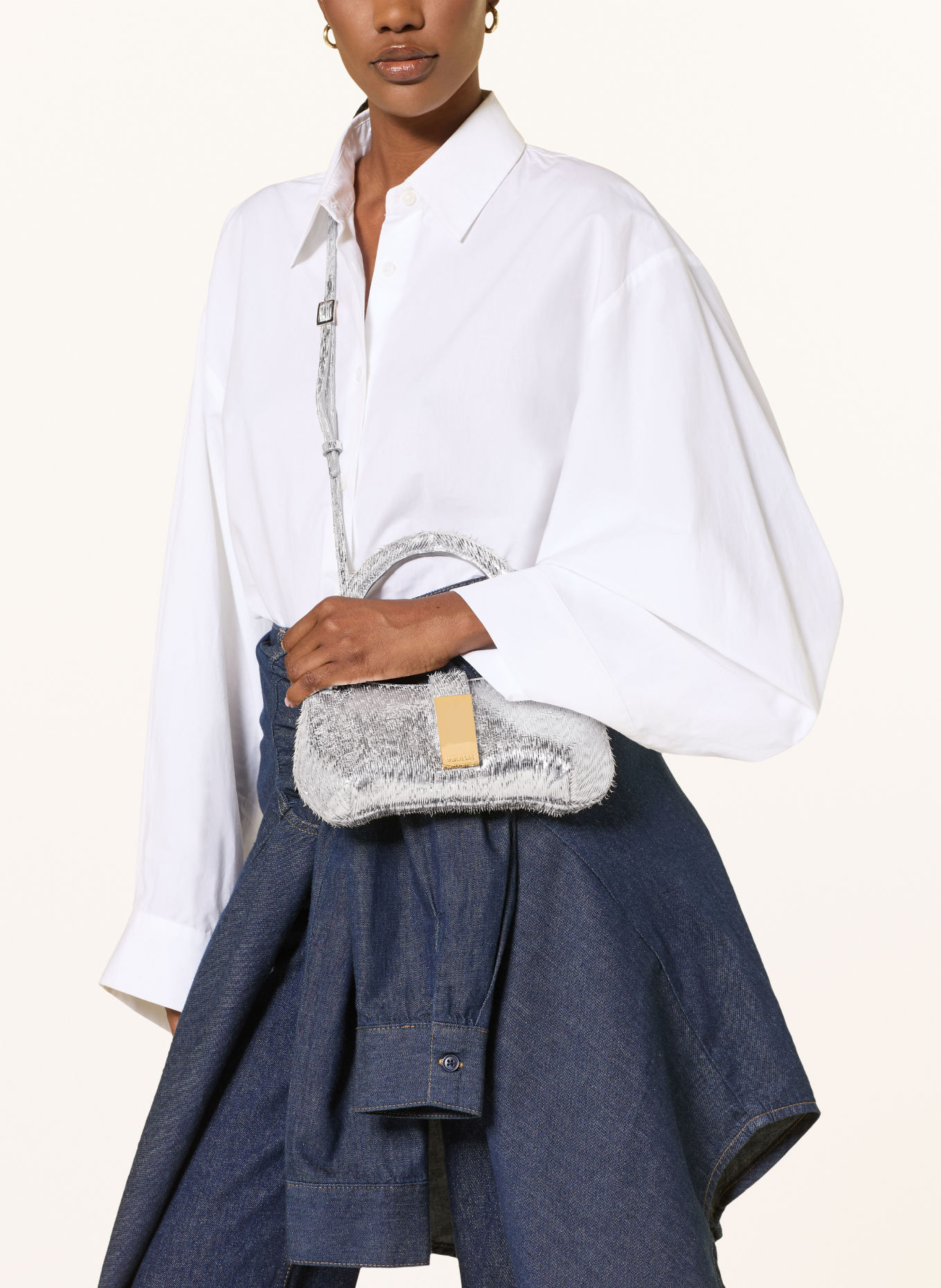MOULIEBRE Umhängetasche M BAG MINI: SILBER / GOLD