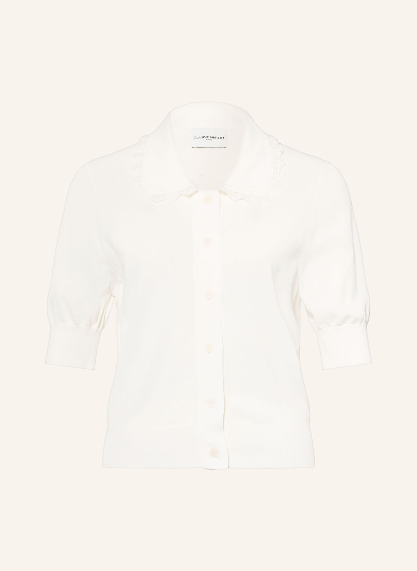 CLAUDIE PIERLOT Strickjacke mit Spitze: WEISS