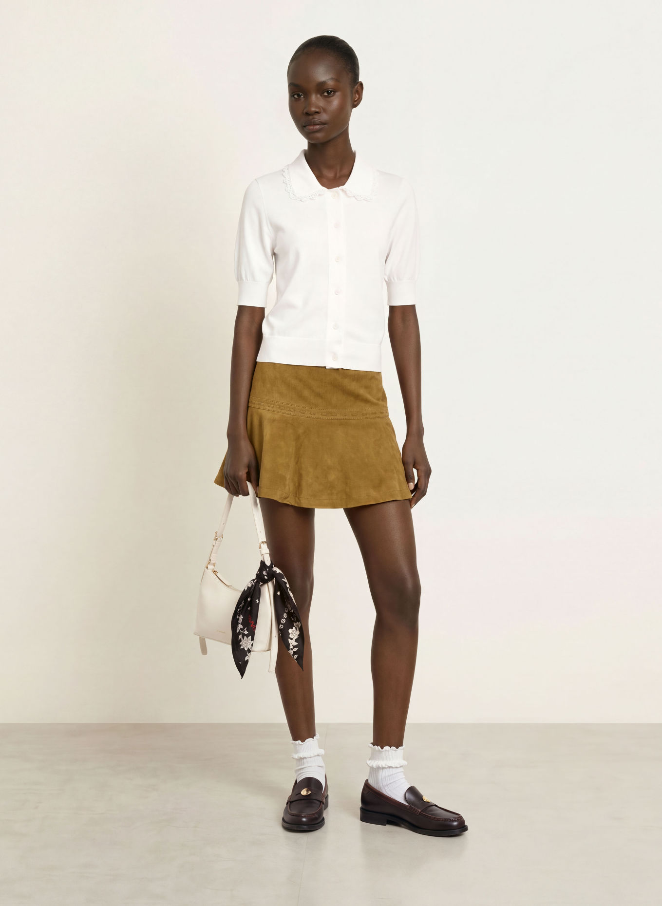 CLAUDIE PIERLOT Strickjacke mit Spitze: WEISS