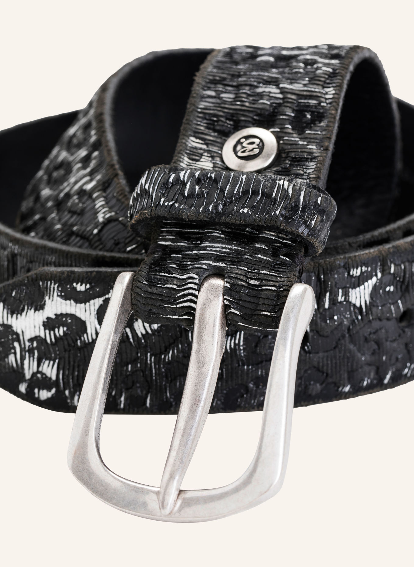 b.belt Ledergürtel: SCHWARZ / SILBER
