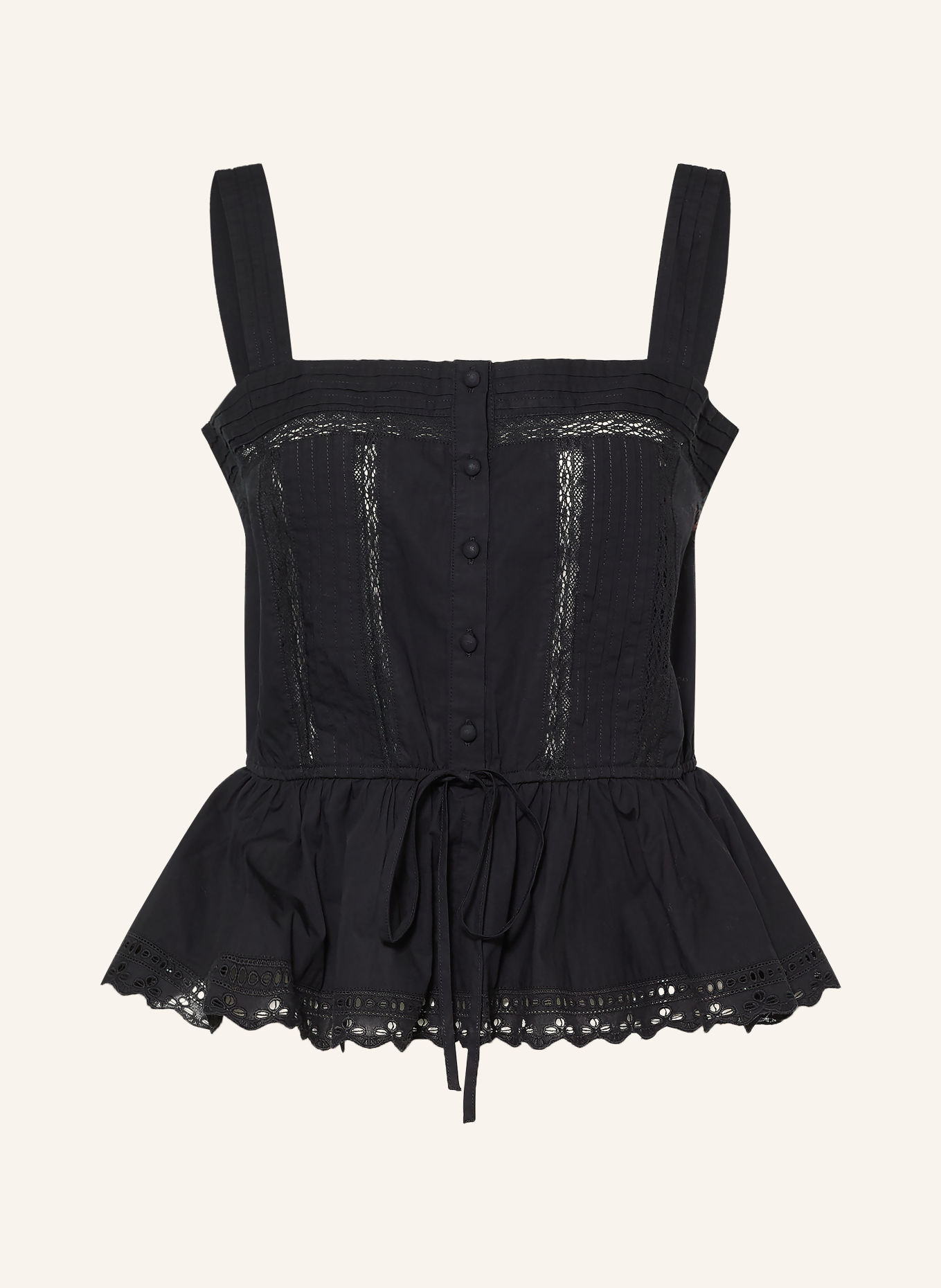 ALLSAINTS Top GWEN mit Spitze: SCHWARZ