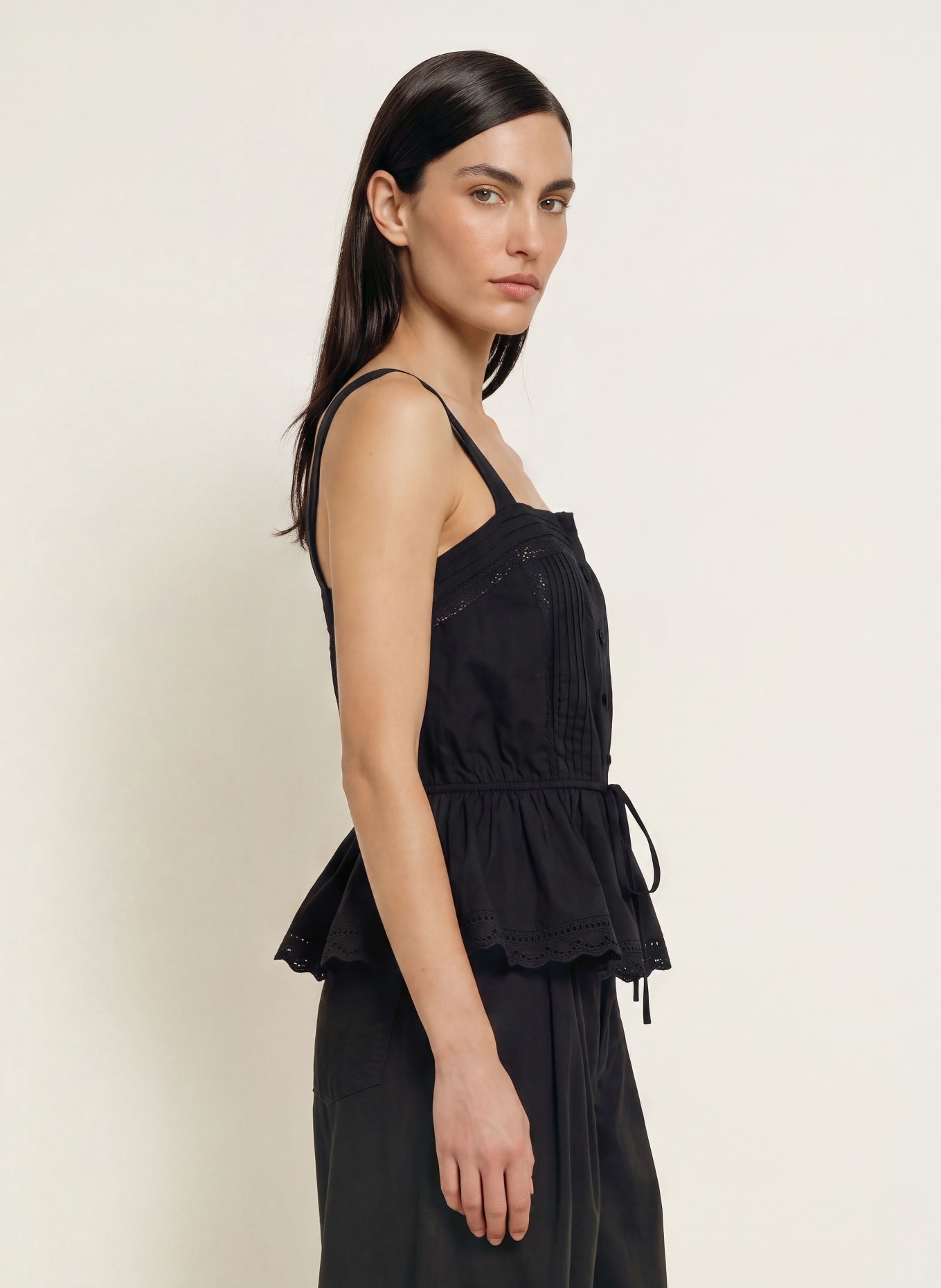 ALLSAINTS Top GWEN mit Spitze: SCHWARZ