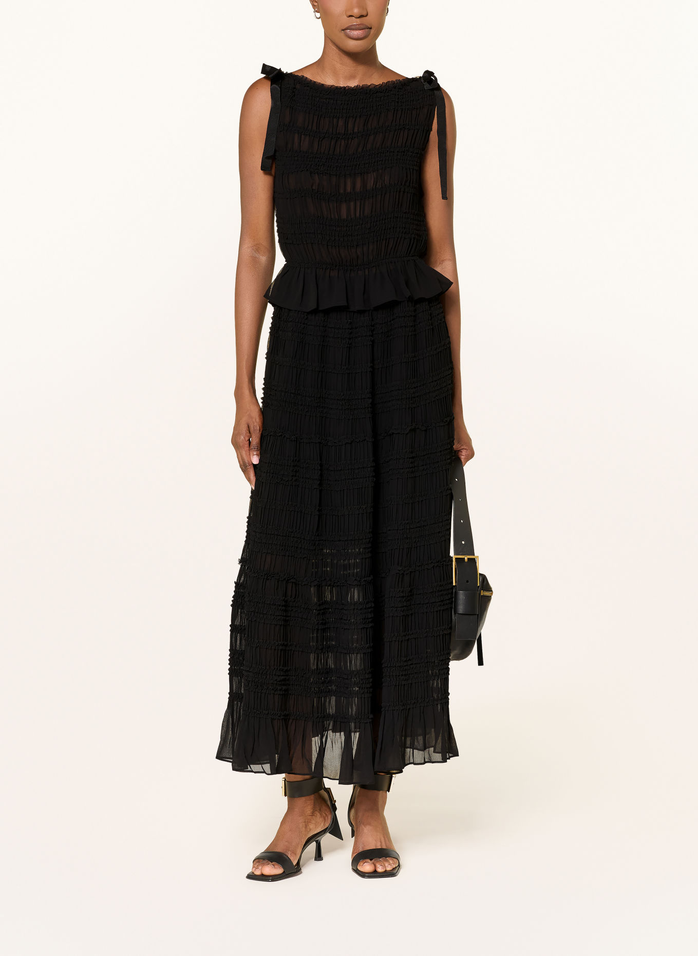 ALLSAINTS Top LOTUS mit Rüschen: SCHWARZ