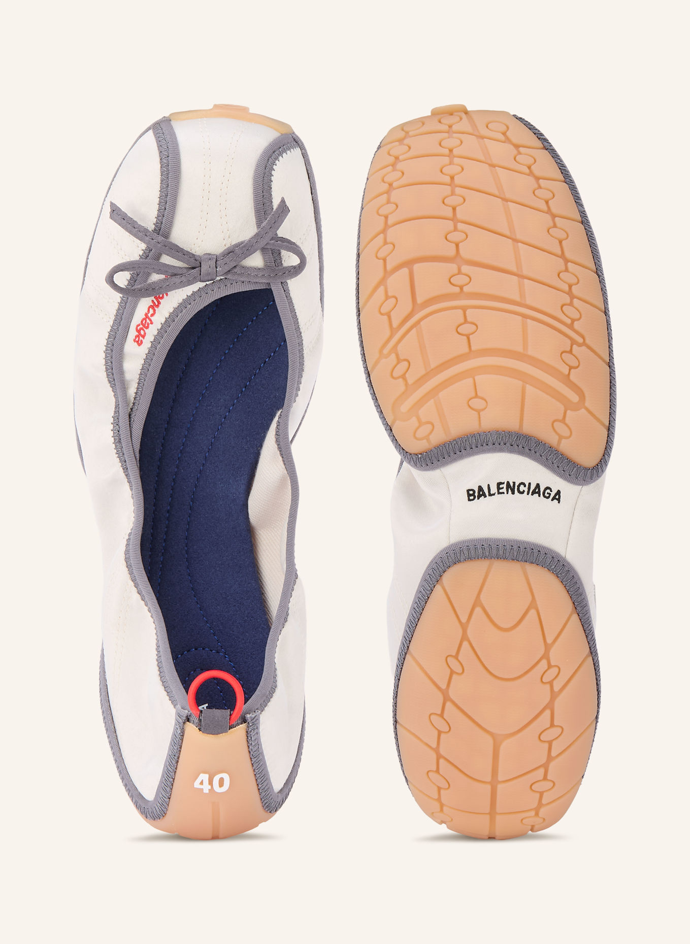 BALENCIAGA Ballerinas: ECRU / GRAY / RED