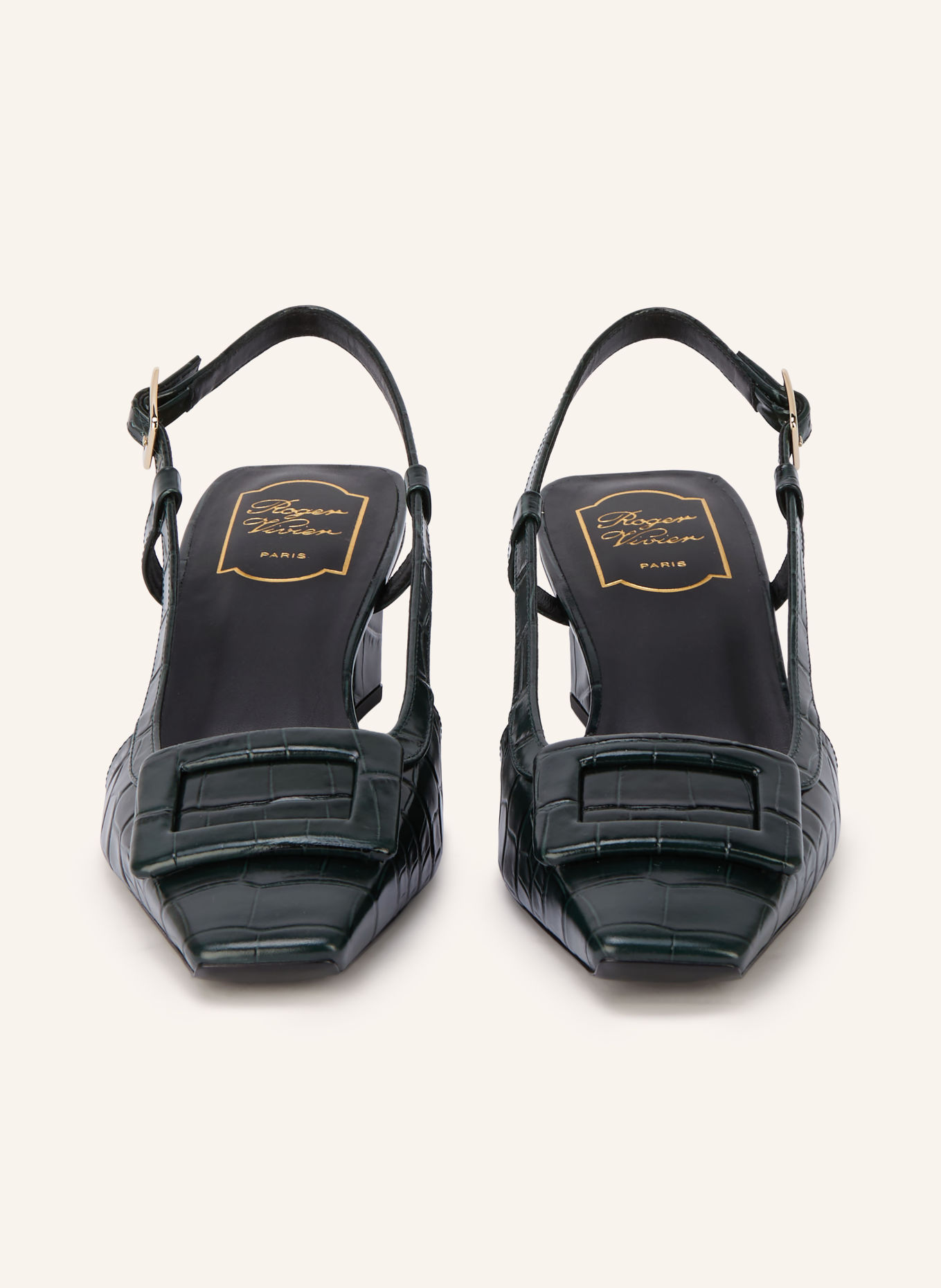 Roger Vivier BELLE VIVIER Slingback Pumps: DARK GREEN