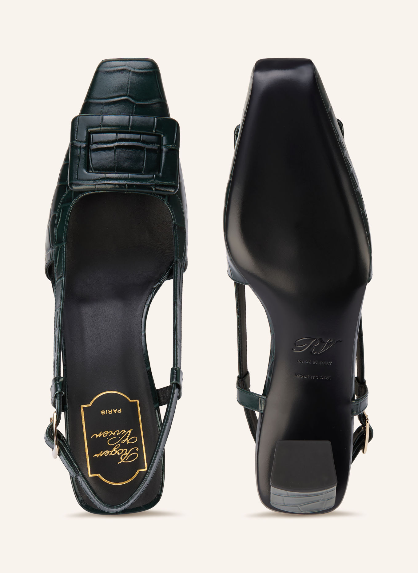 Roger Vivier BELLE VIVIER Slingback Pumps: DARK GREEN