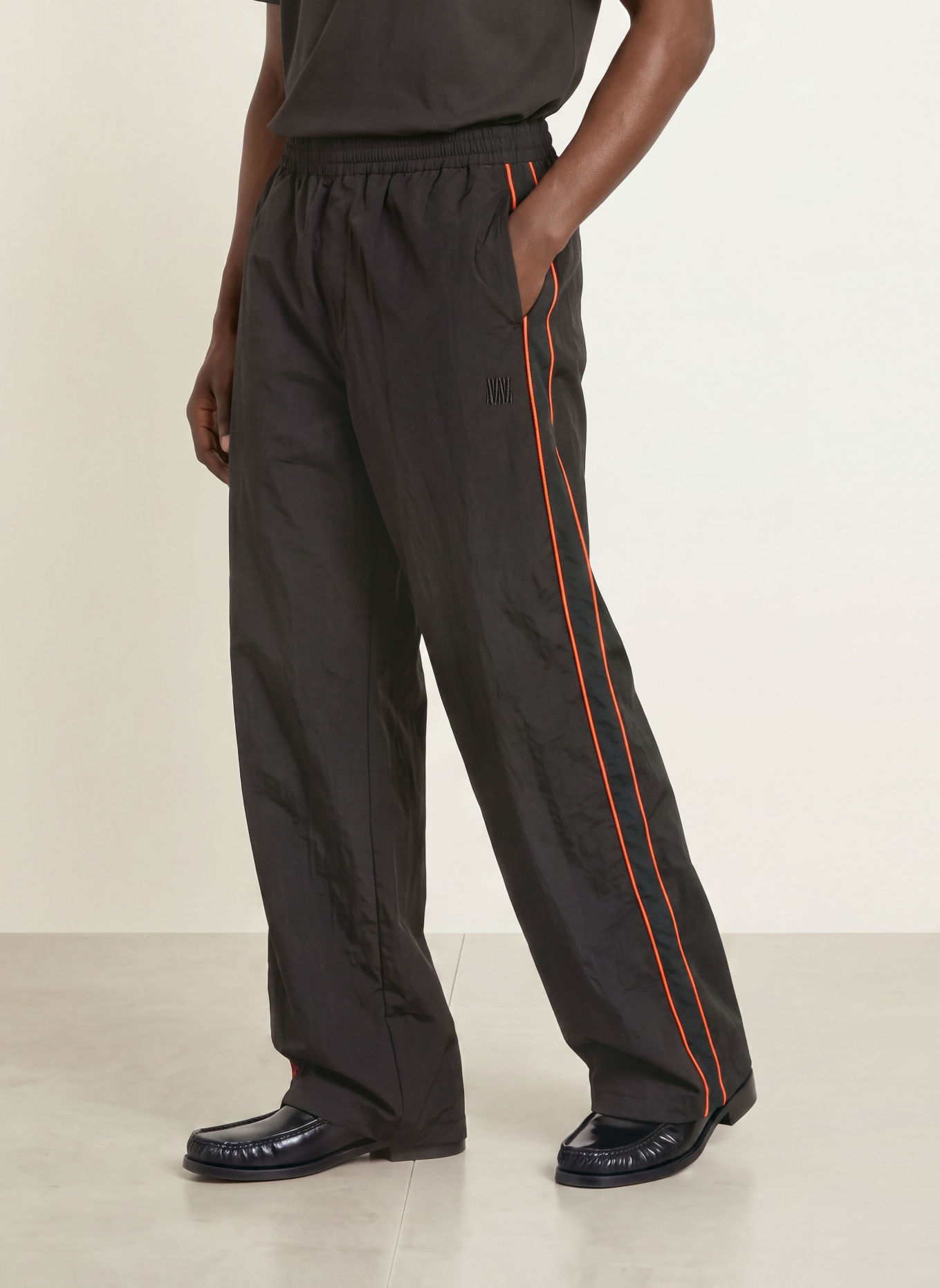 WRSTBHVR JALE Training Pants with Braided Stripes: BLACK / RED