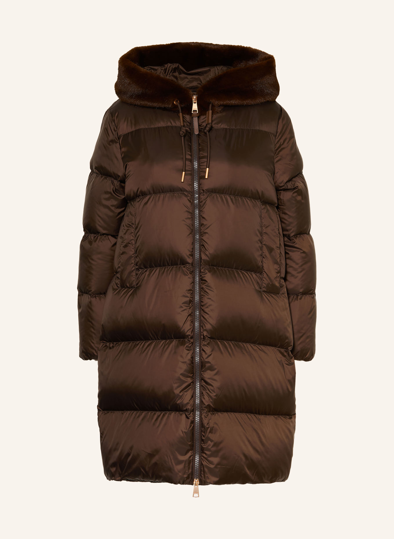 mabrun FABIOLA Down Coat with Faux Fur: DARK BROWN