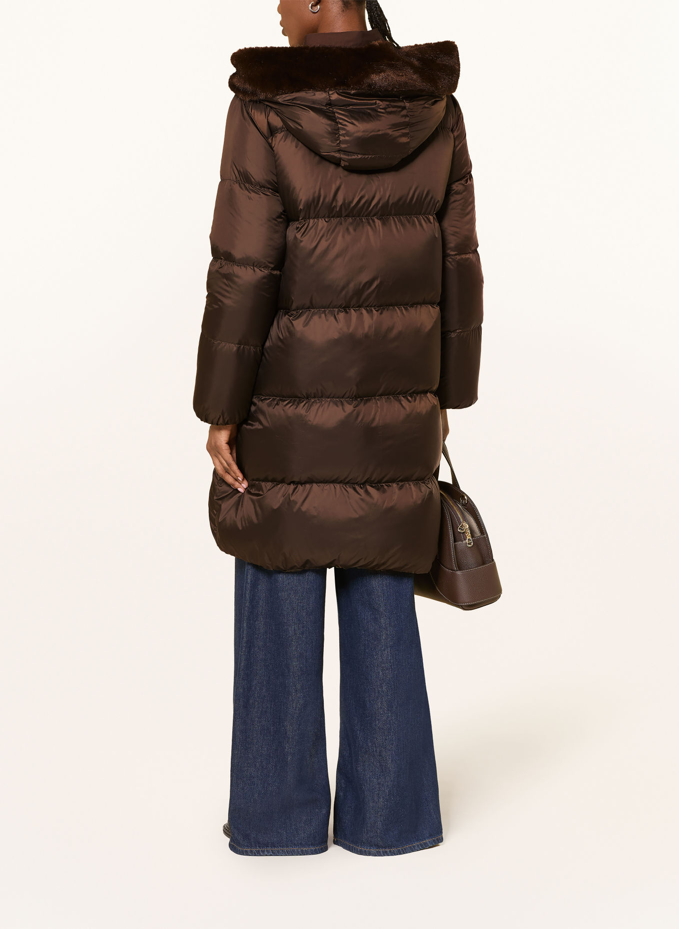 mabrun FABIOLA Down Coat with Faux Fur: DARK BROWN