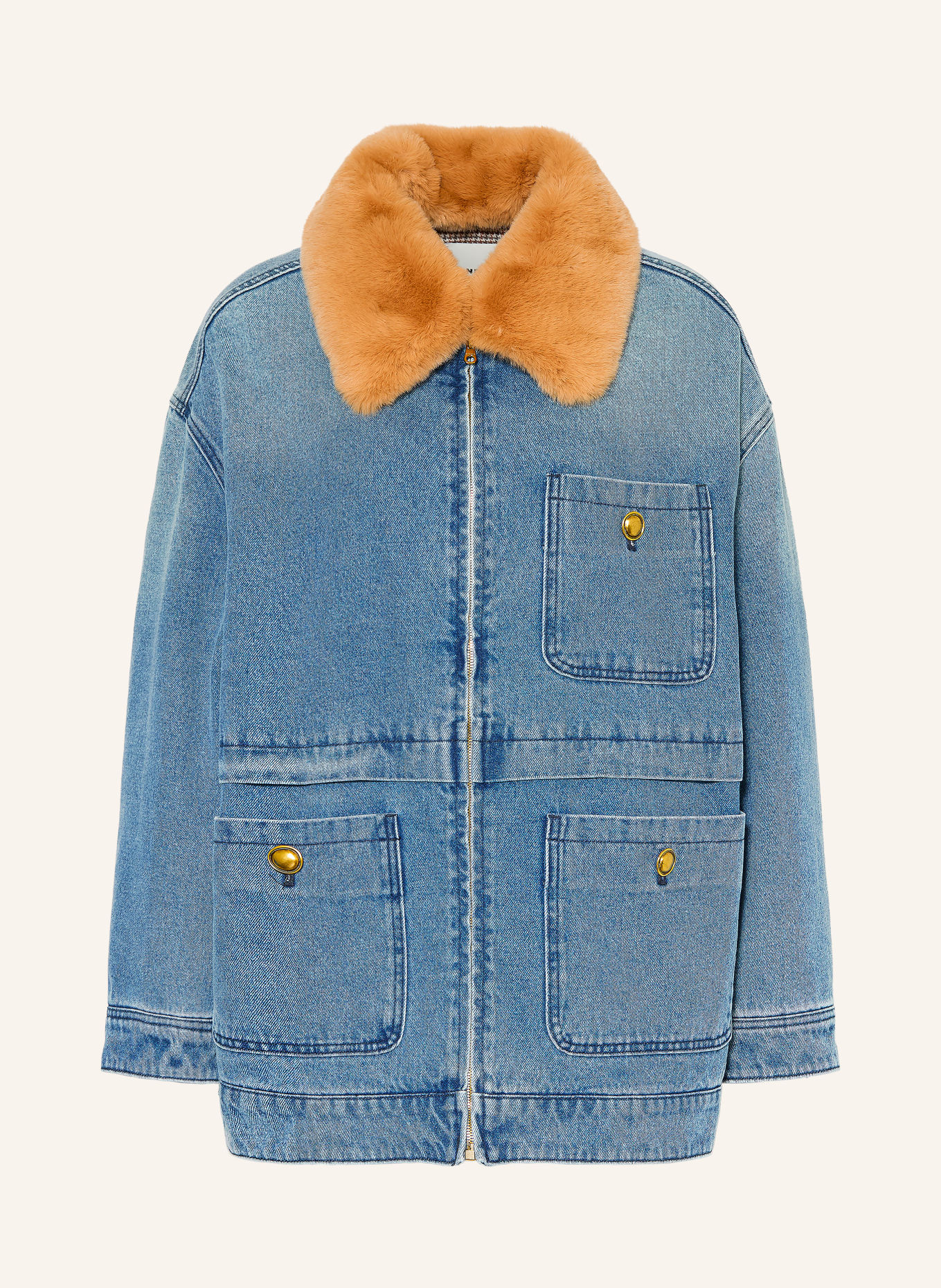SANDRO Jeansjacke mit abnehmbarem Kunstfell: 4785 BLUE JEAN