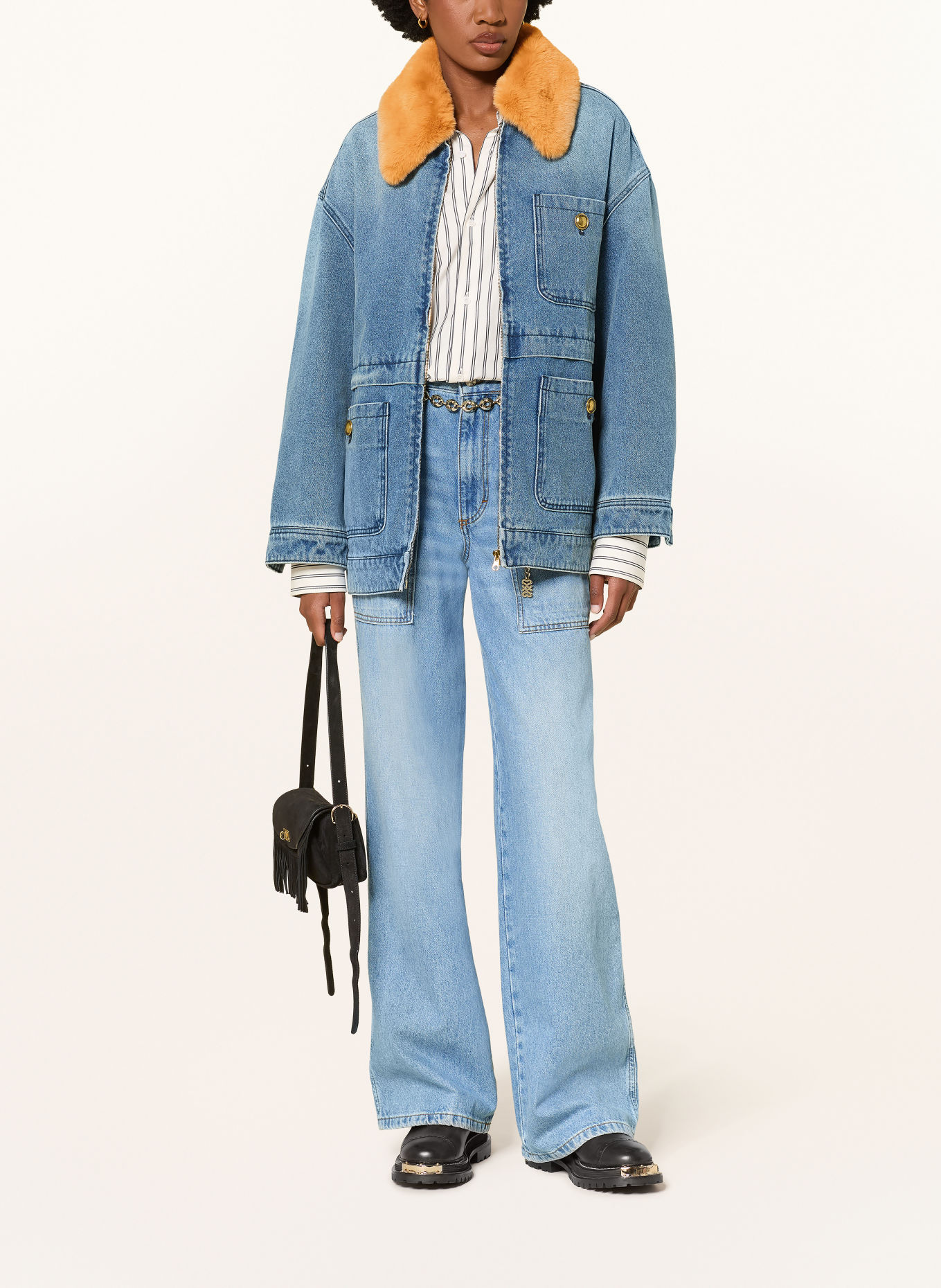 SANDRO Jeansjacke mit abnehmbarem Kunstfell: 4785 BLUE JEAN