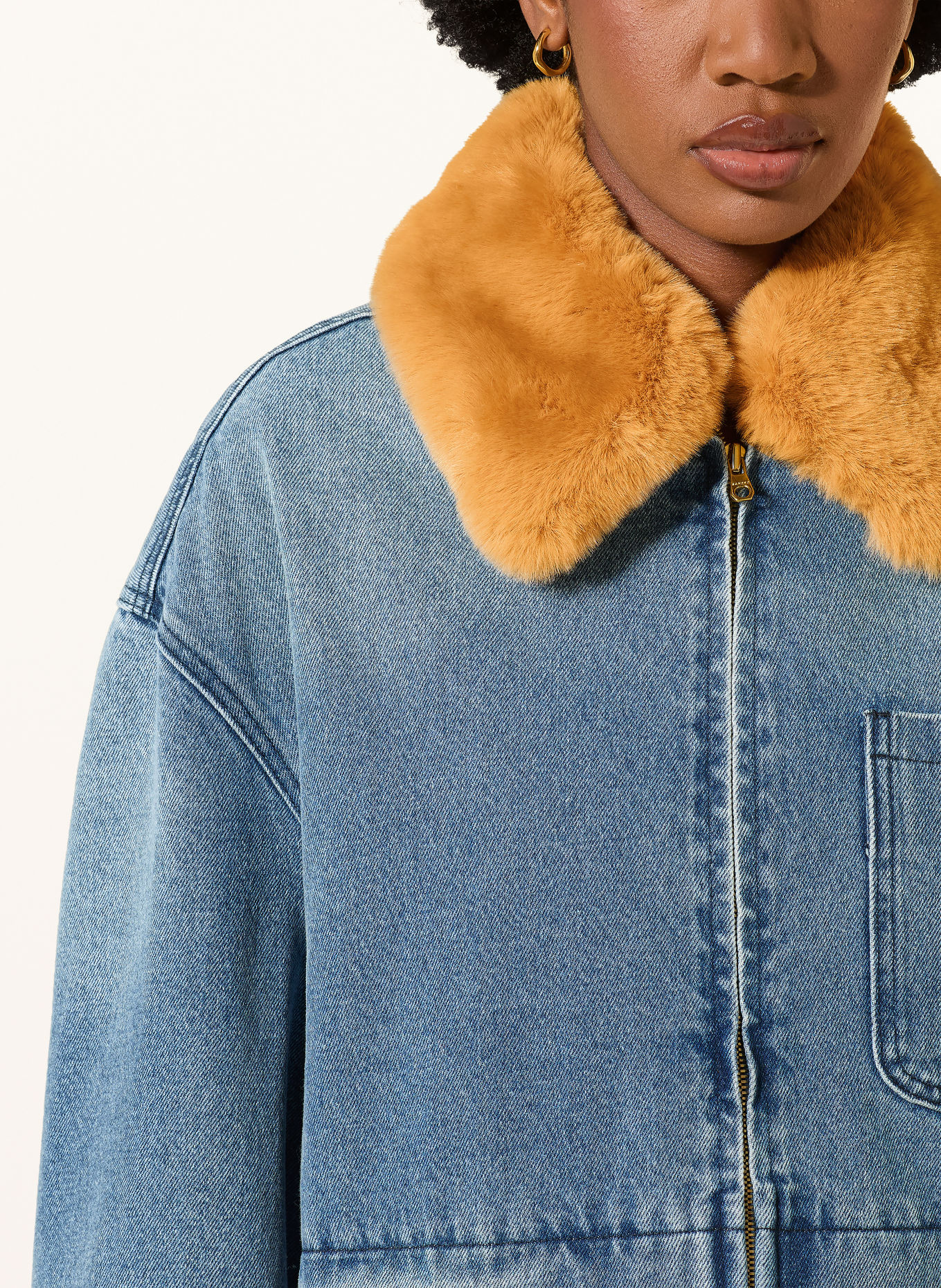 SANDRO Jeansjacke mit abnehmbarem Kunstfell: 4785 BLUE JEAN