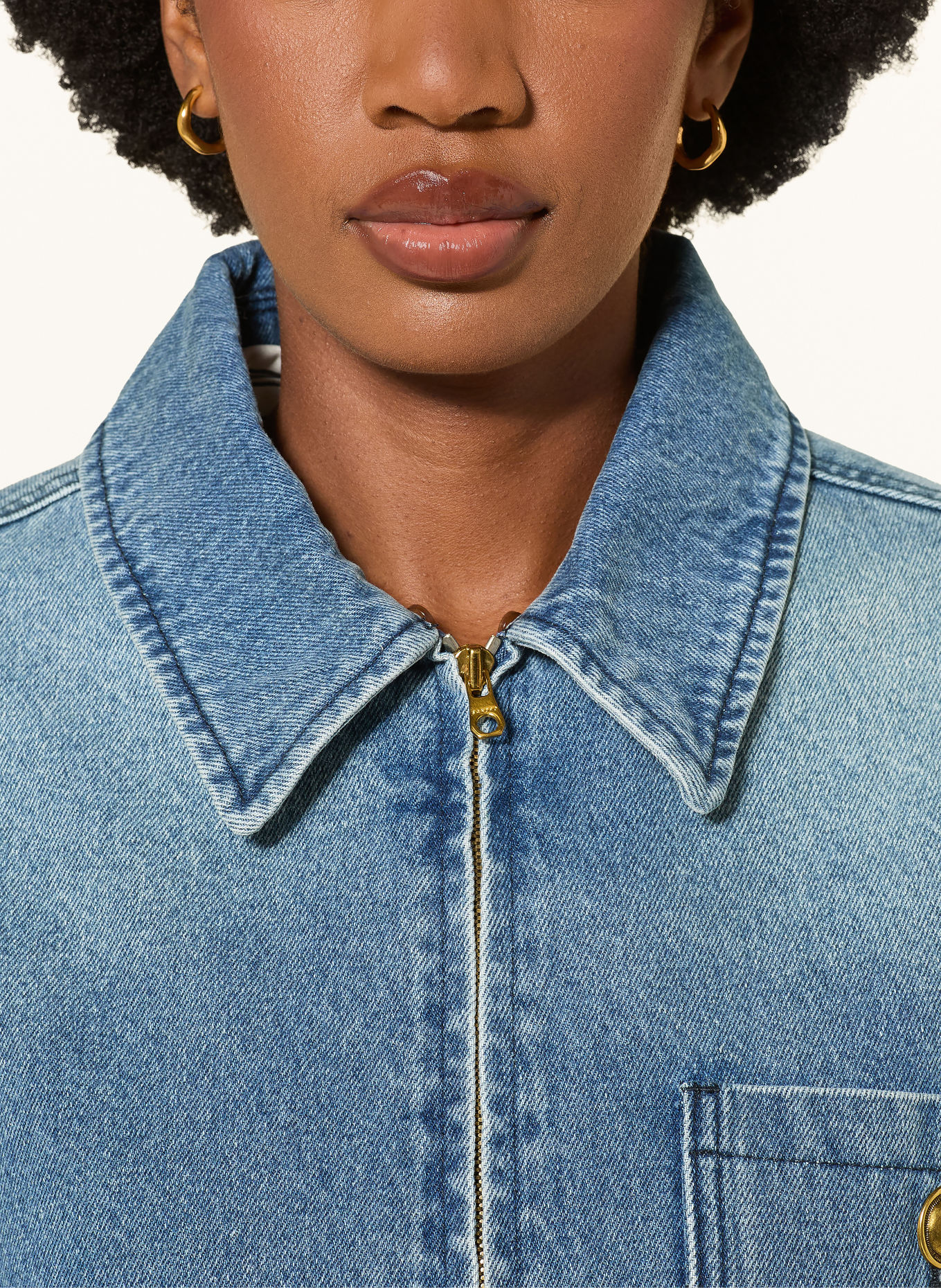 SANDRO Jeansjacke mit abnehmbarem Kunstfell: 4785 BLUE JEAN