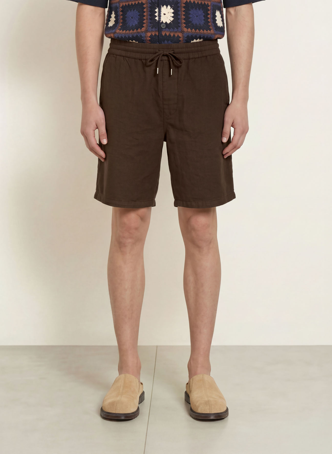 ALLSAINTS HANBURY Linen Shorts: BROWN
