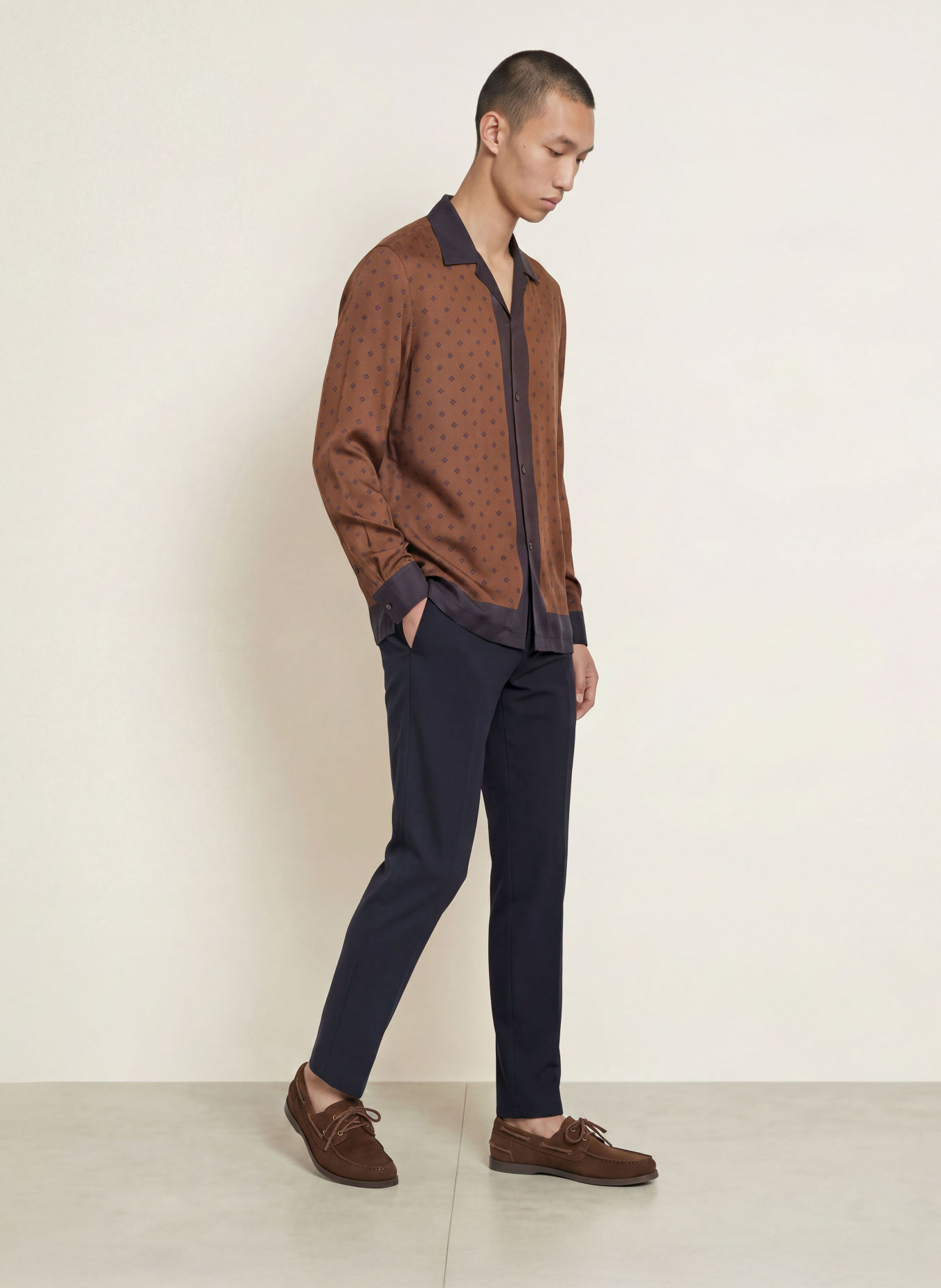SANDRO Wzorzysta koszula Comfort Fit: BRĄZOWY / CZARNY