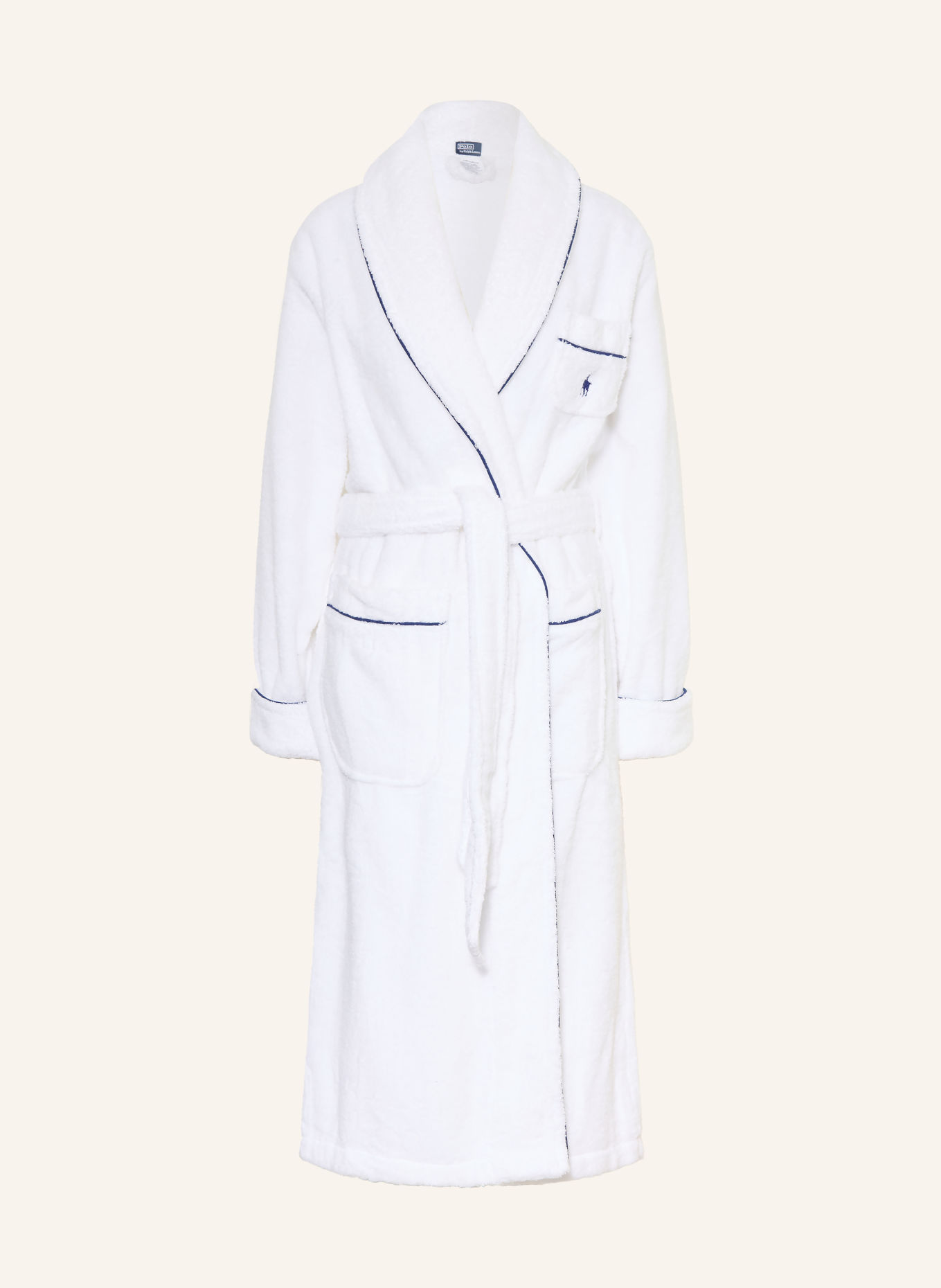 POLO RALPH LAUREN Unisex-Bademantel: WEISS / DUNKELBLAU