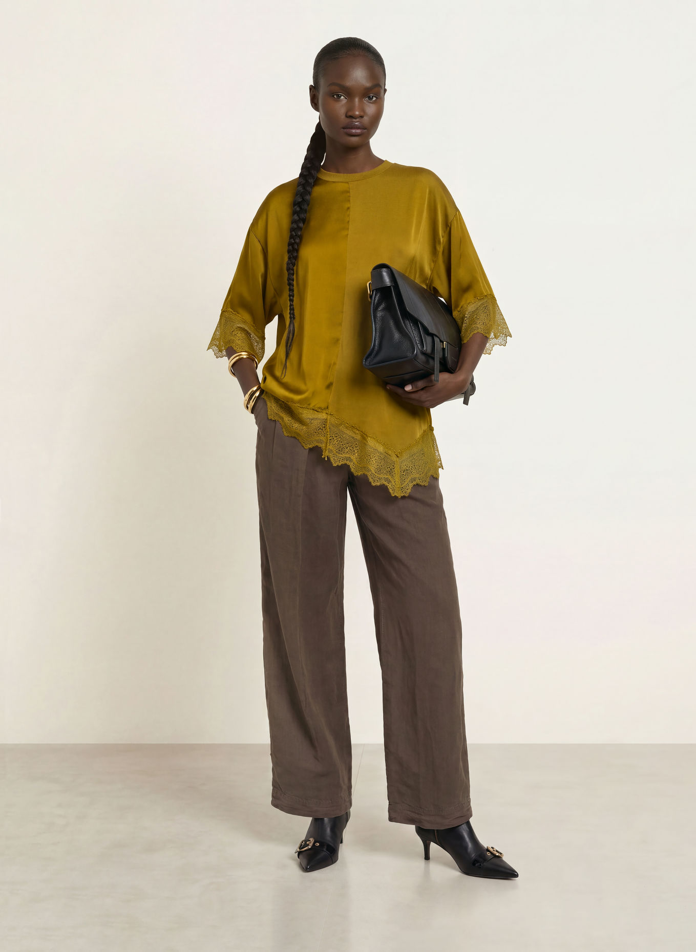 ALLSAINTS Hose mit Leinen: DUNKELBRAUN