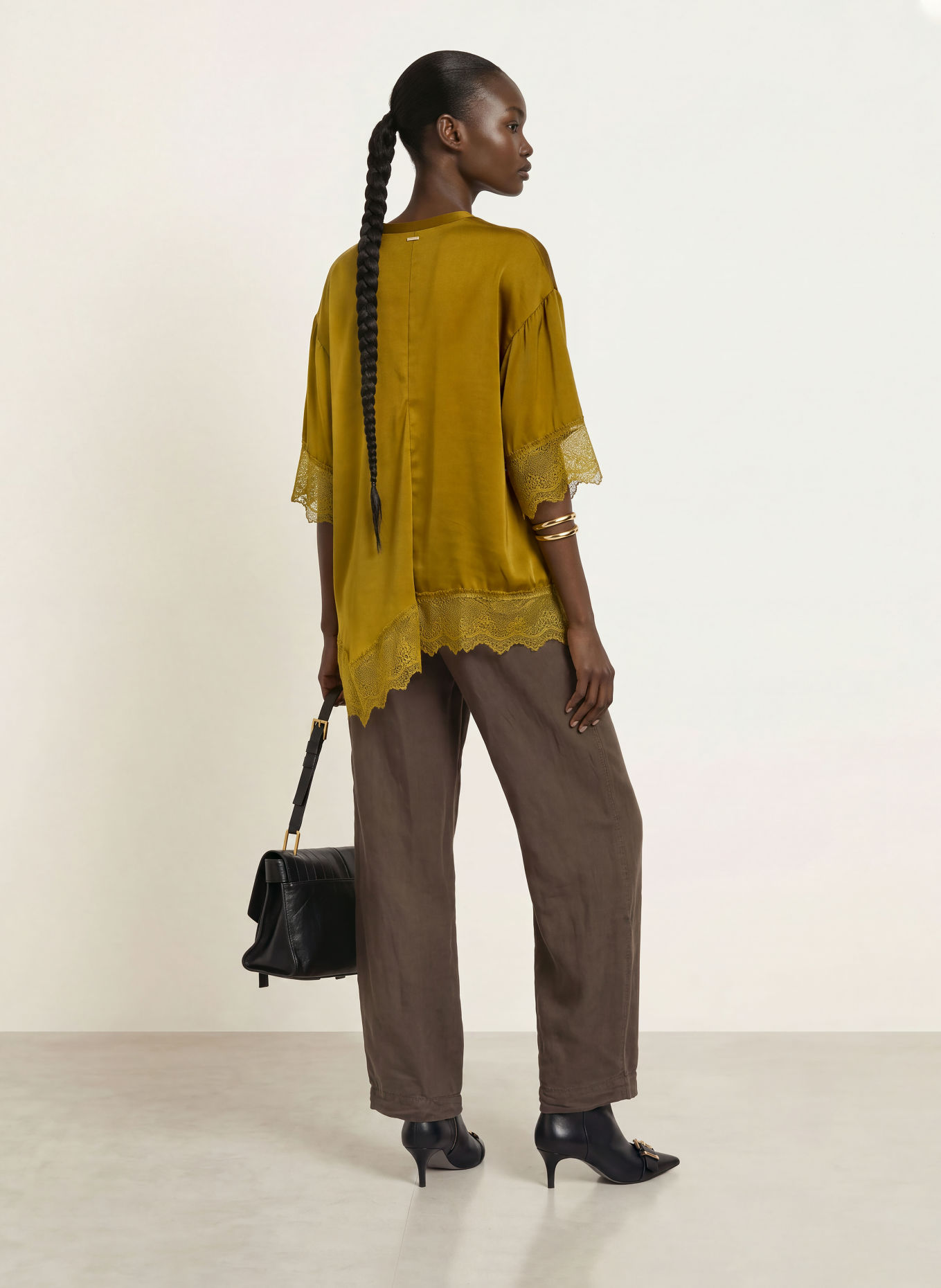 ALLSAINTS Hose mit Leinen: DUNKELBRAUN