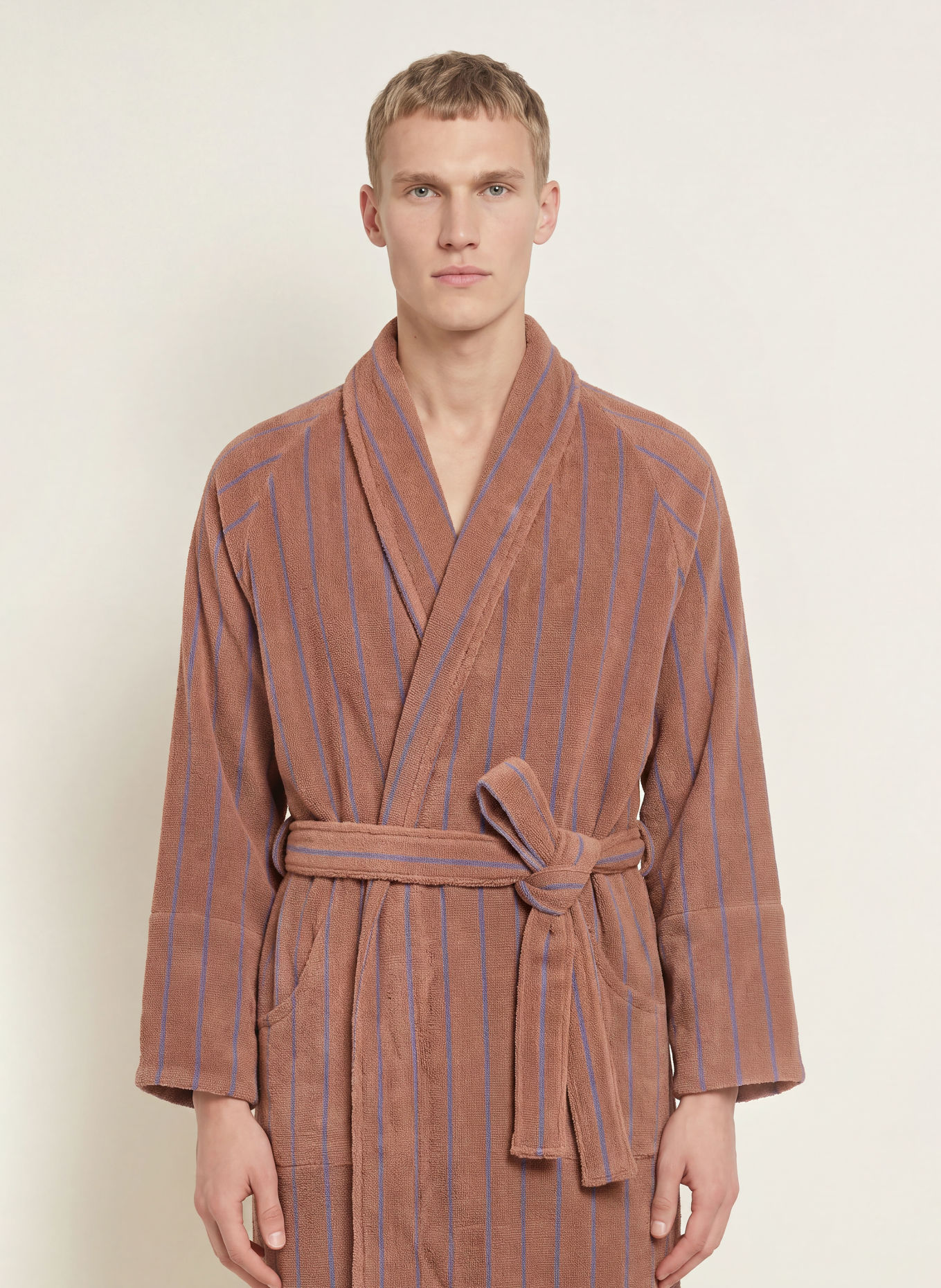 BONGUSTA Unisex badjas NARAM: DONKERORANJE / BLAUW