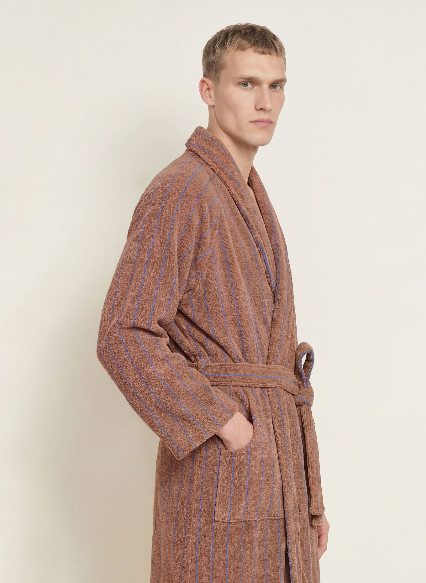 BONGUSTA Unisex badjas NARAM: DONKERORANJE / BLAUW