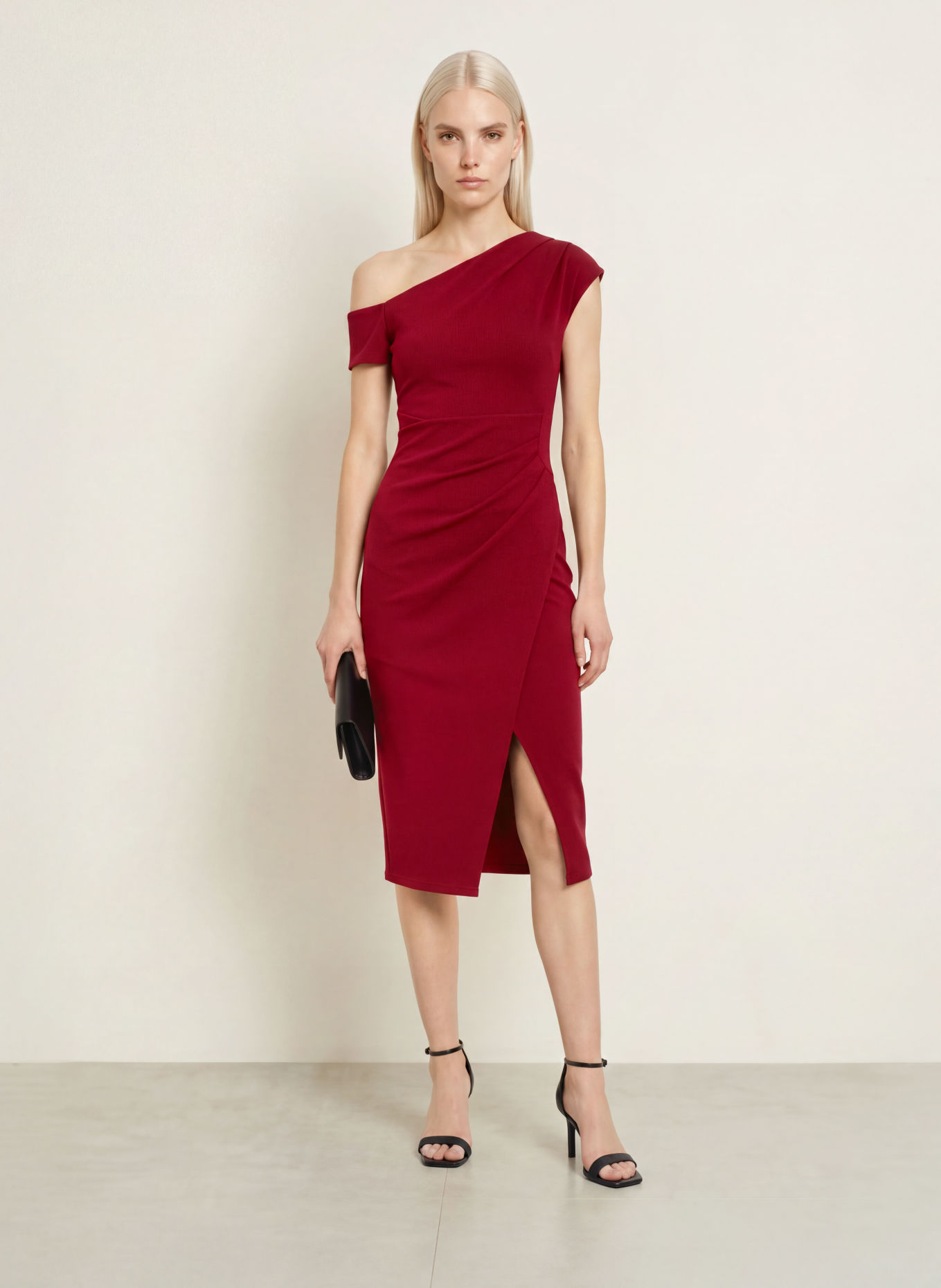 LIPSY One-Shoulder-Kleid: DUNKELROT