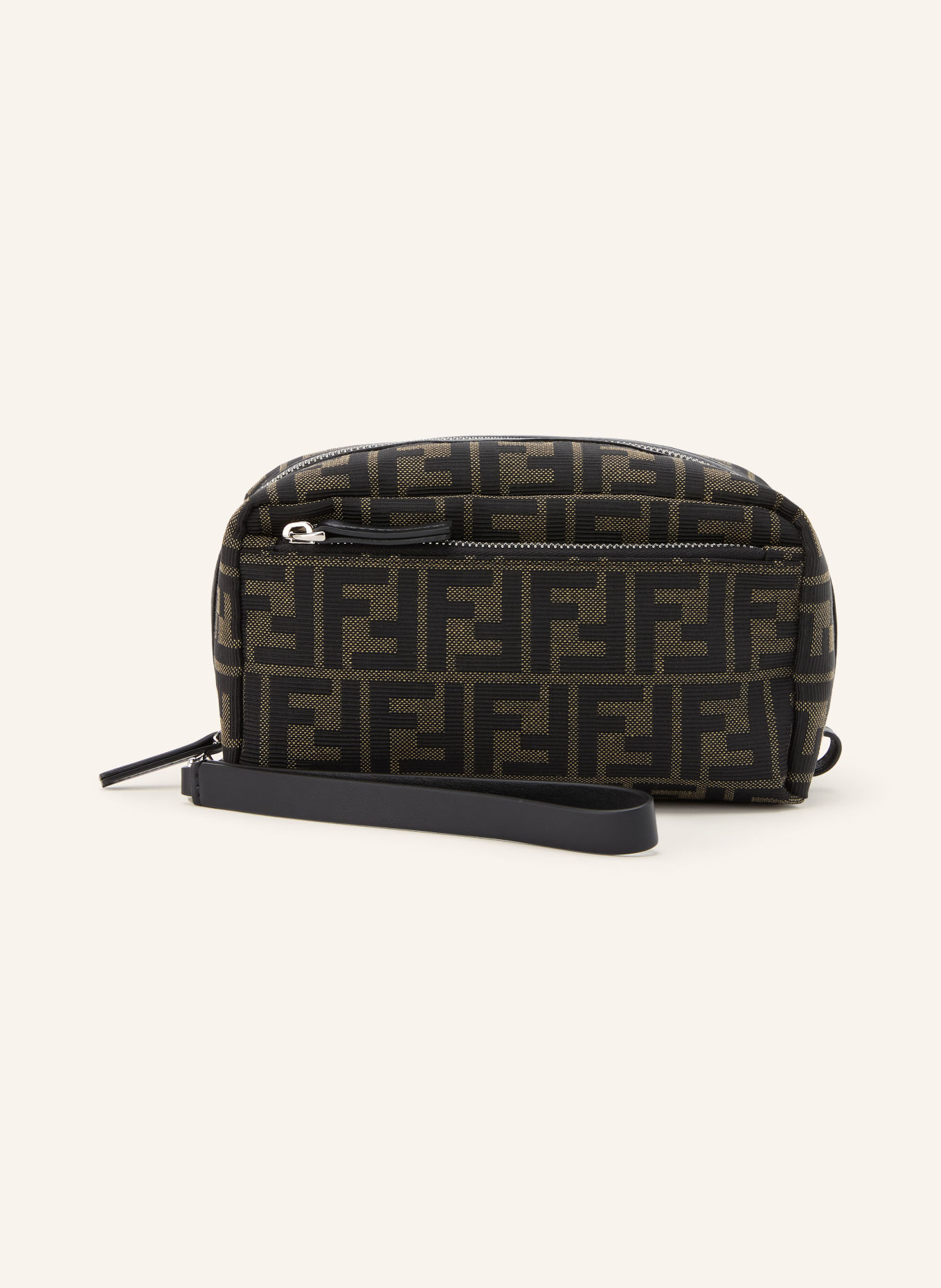 FENDI SMALL Toiletry Bag: BLACK / SILVER / BROWN