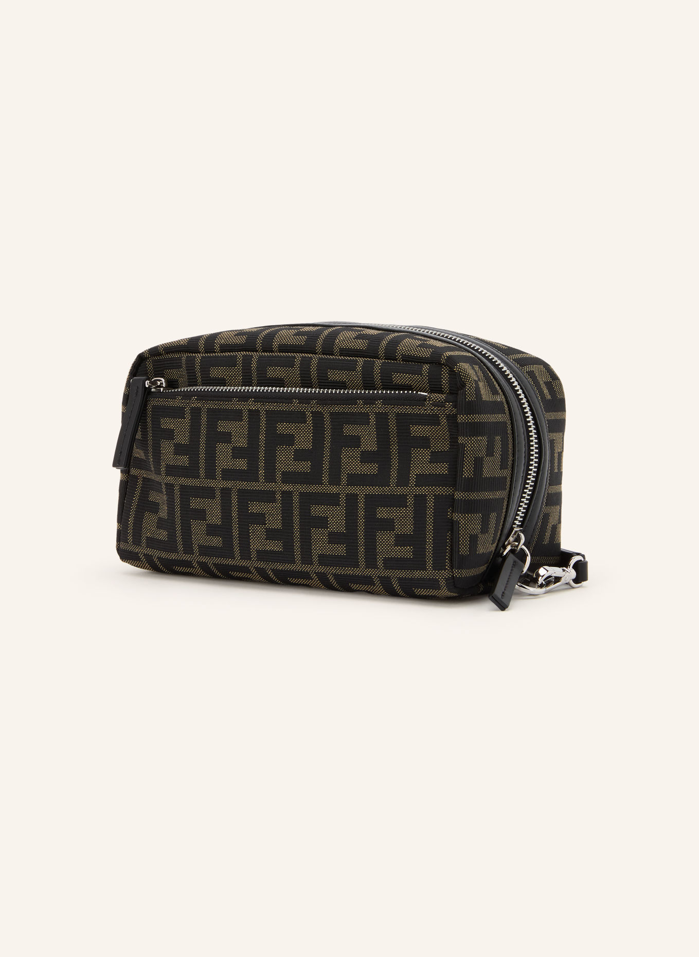 FENDI SMALL Toiletry Bag: BLACK / SILVER / BROWN