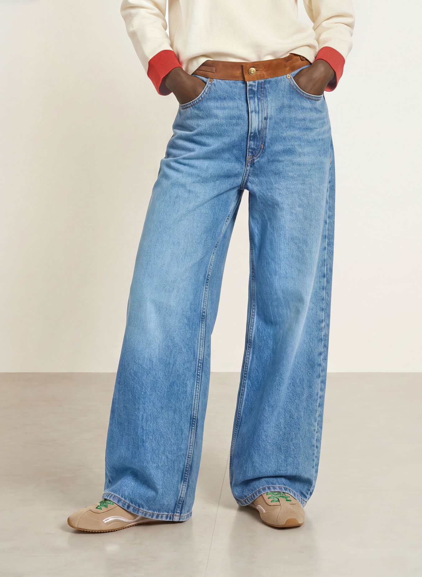SANDRO Wide Leg Jeans: 4785 BLUE JEAN