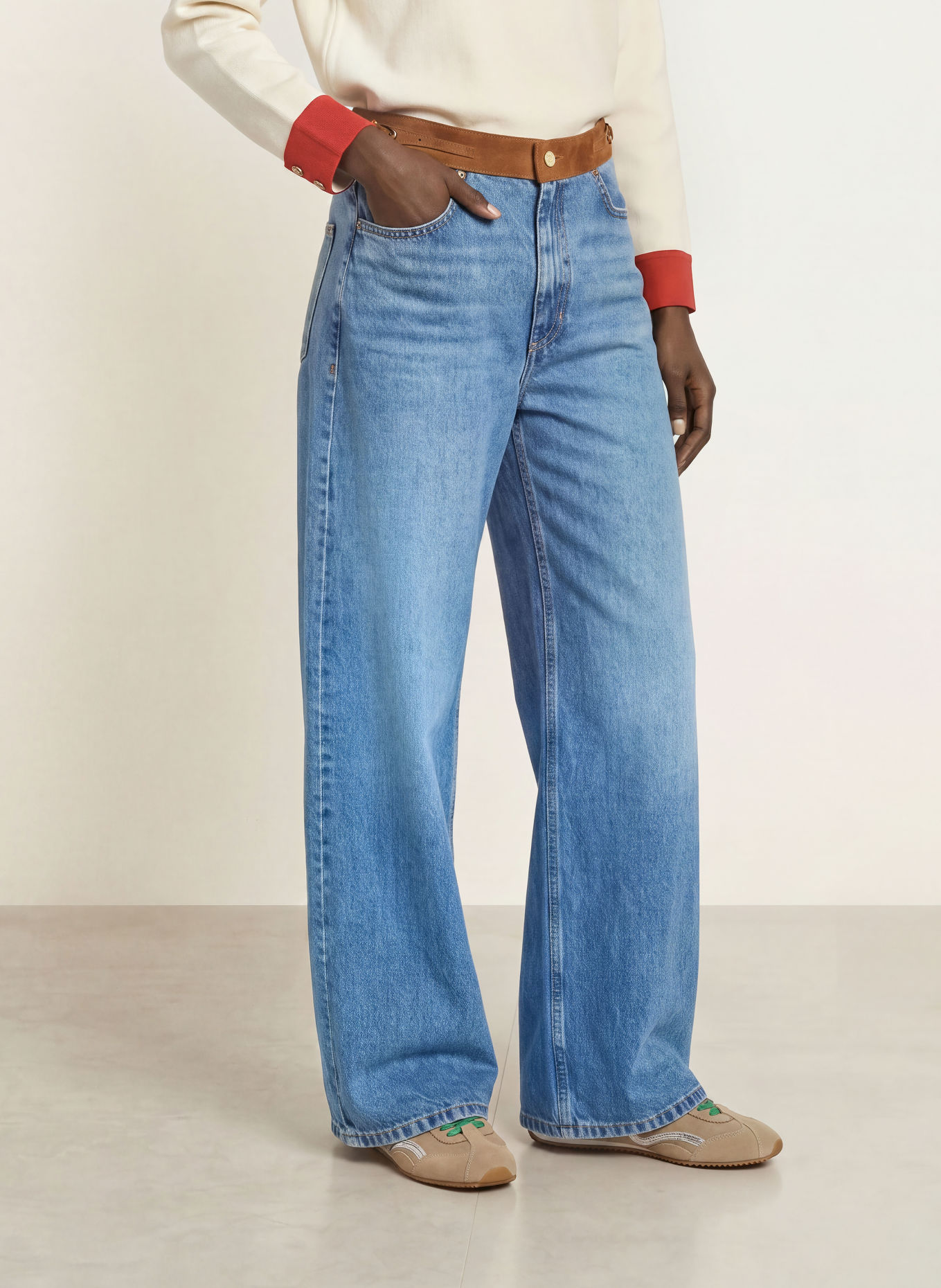 SANDRO Wide Leg Jeans: 4785 BLUE JEAN