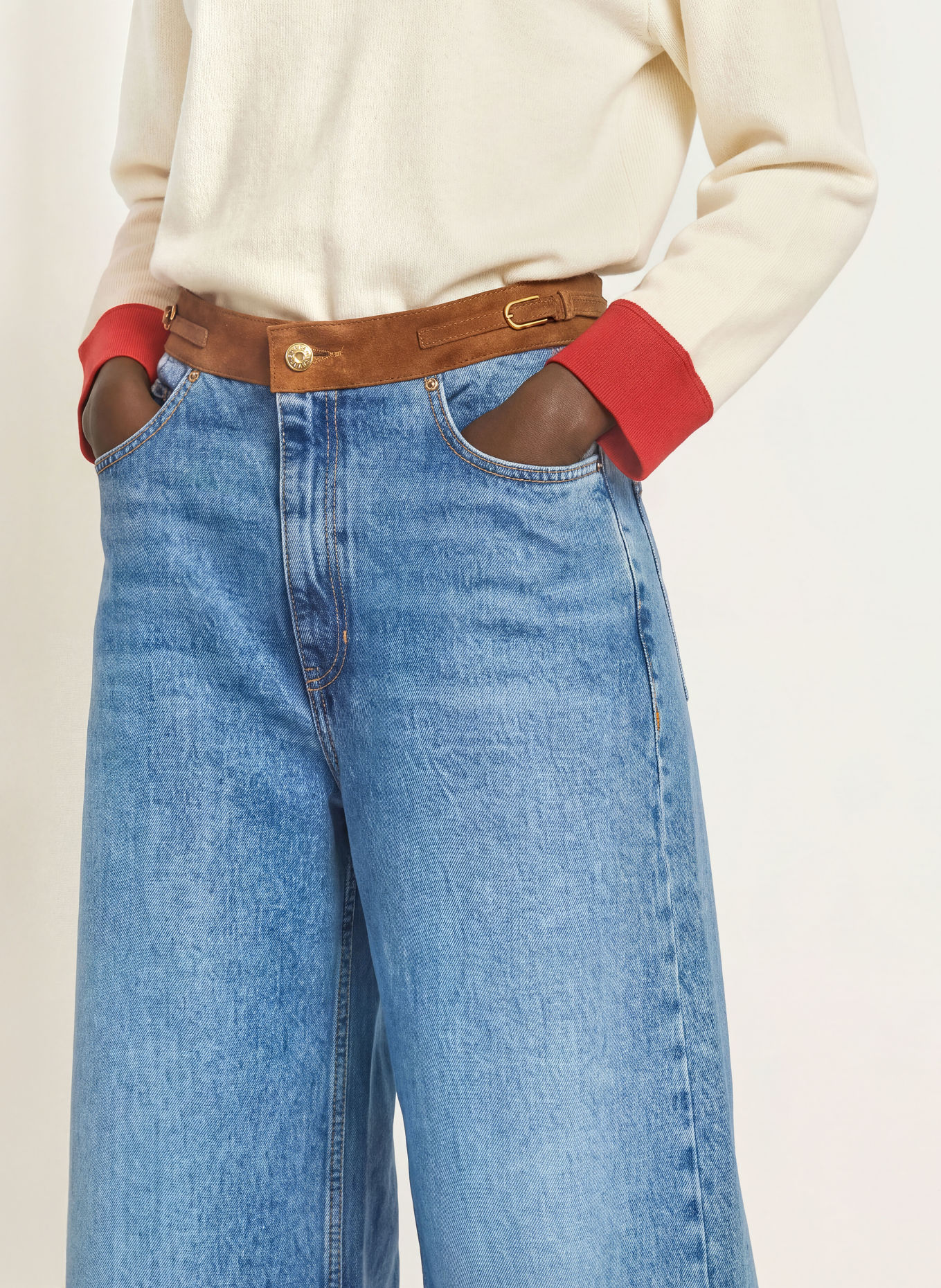 SANDRO Wide Leg Jeans: 4785 BLUE JEAN