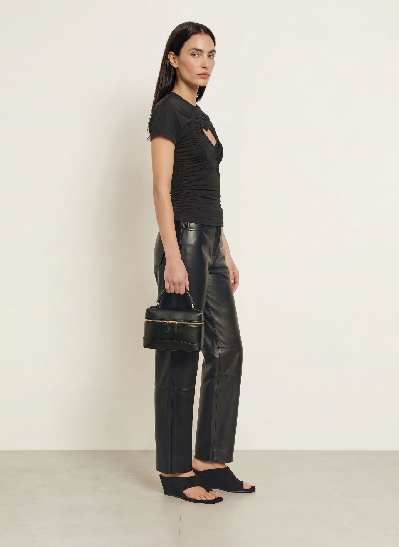 SANDRO T-Shirt mit Cut-outs: SCHWARZ