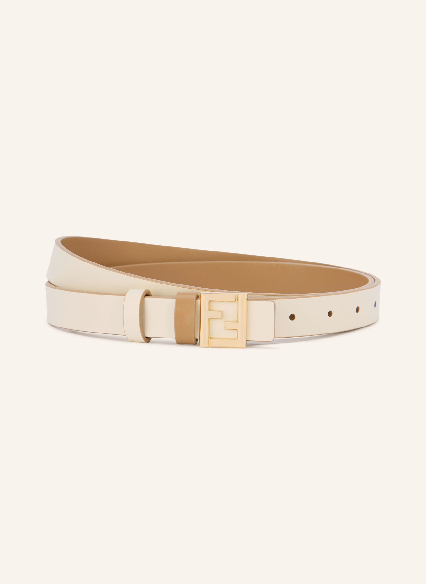 FENDI Reversible leather belt: GOLD / BEIGE / CREAM