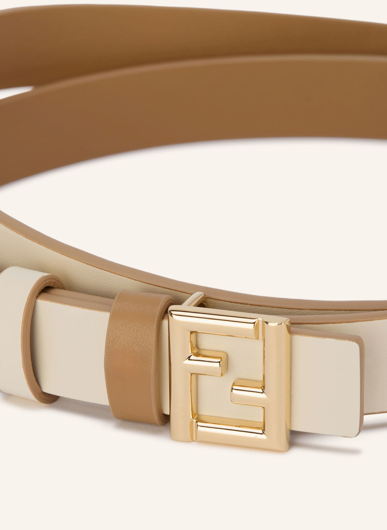 FENDI Reversible leather belt: GOLD / BEIGE / CREAM