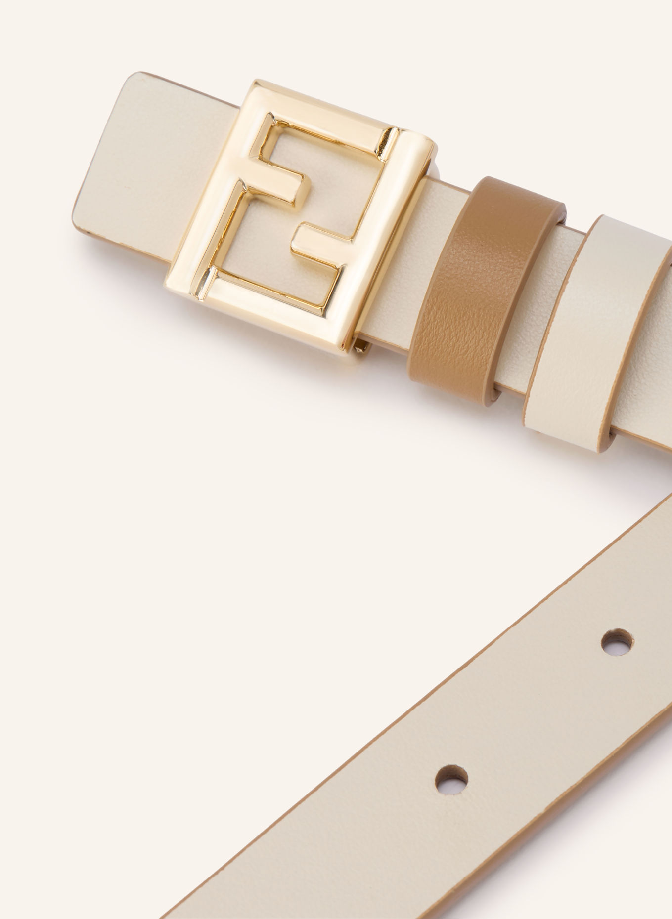 FENDI Reversible leather belt: GOLD / BEIGE / CREAM