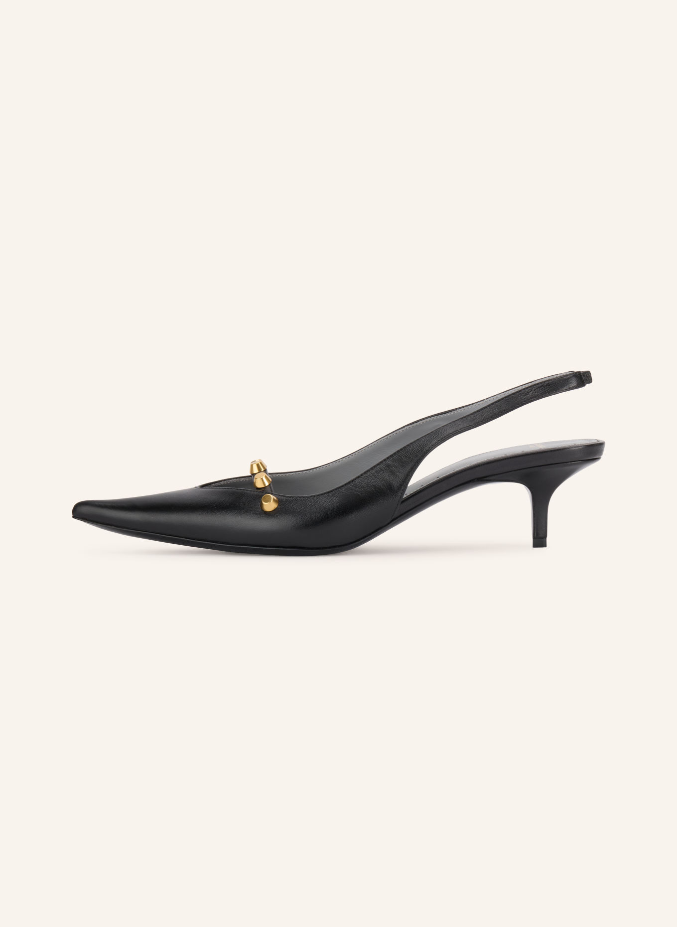 BALENCIAGA Czółenka typu slingback z nitami: CZARNY / ZŁOTY