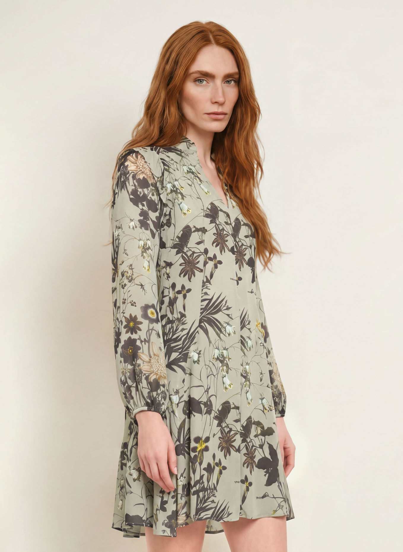 Marc O'Polo Kleid mit Rüschen: HELLGRÜN / WEISS / SCHWARZ