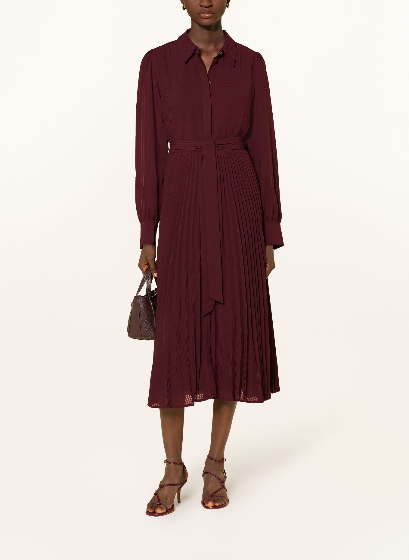 Phase Eight Blousejurk REN met plooien: DONKERROOD
