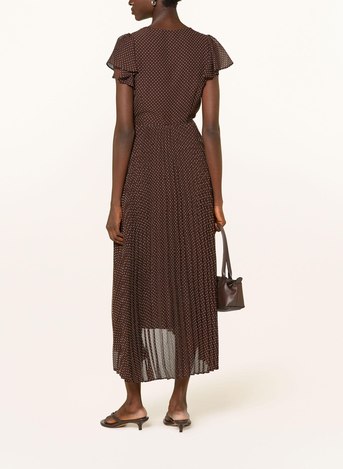 Phase Eight Plisséjurk LOUISA: MARRON FONCÉ / WIT