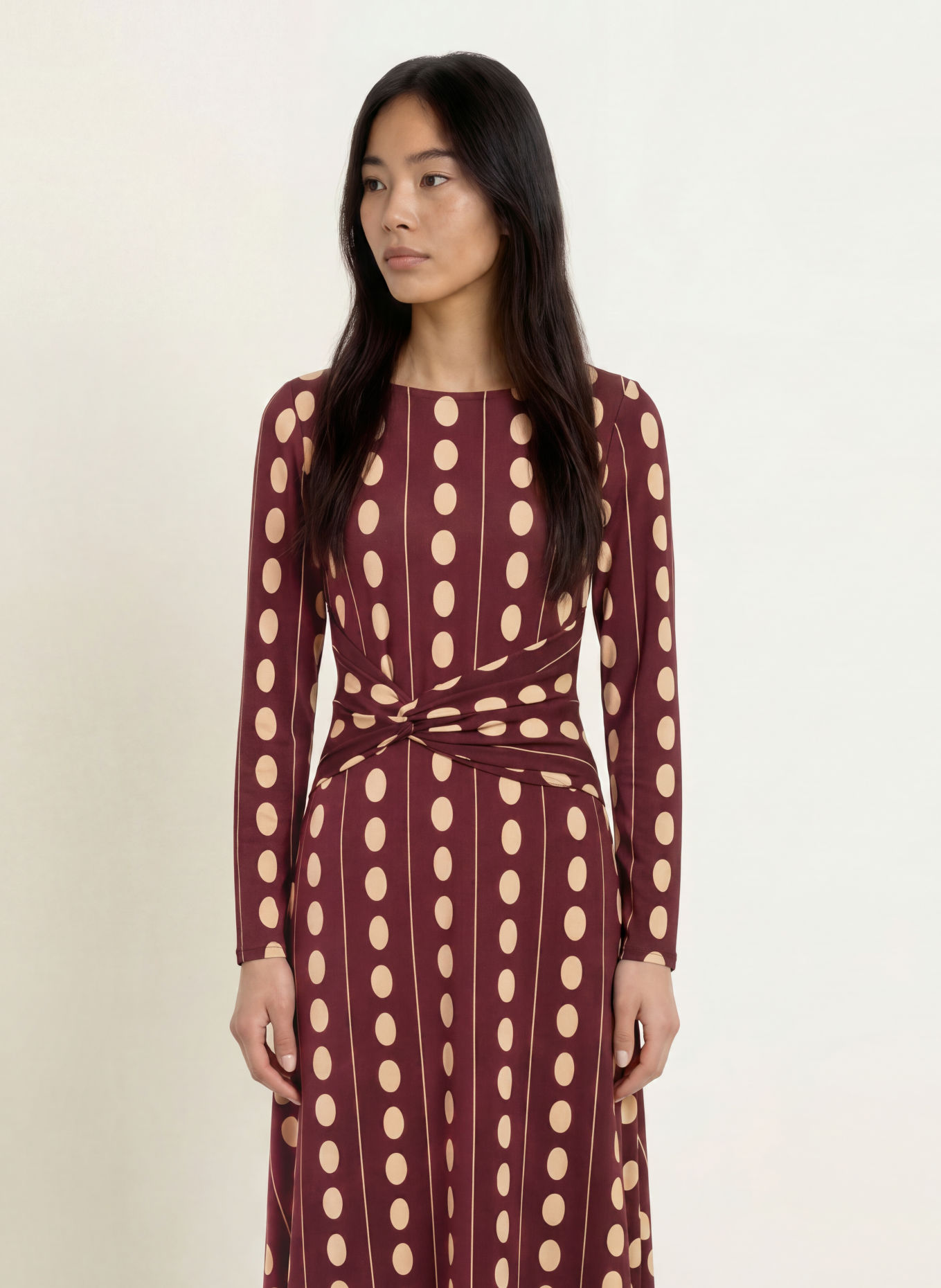 Phase Eight Jerseyjurk EUGENIE: DONKERROOD / BEIGE