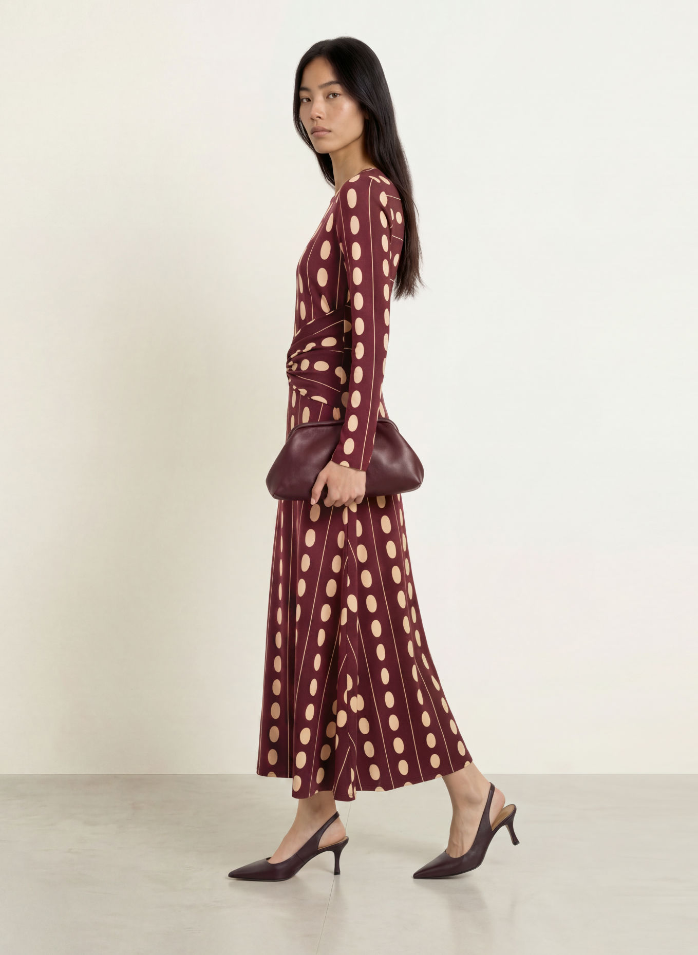 Phase Eight Jerseyjurk EUGENIE: DONKERROOD / BEIGE
