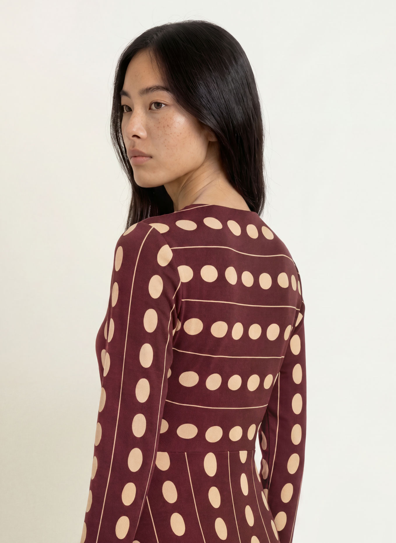 Phase Eight Jerseyjurk EUGENIE: DONKERROOD / BEIGE