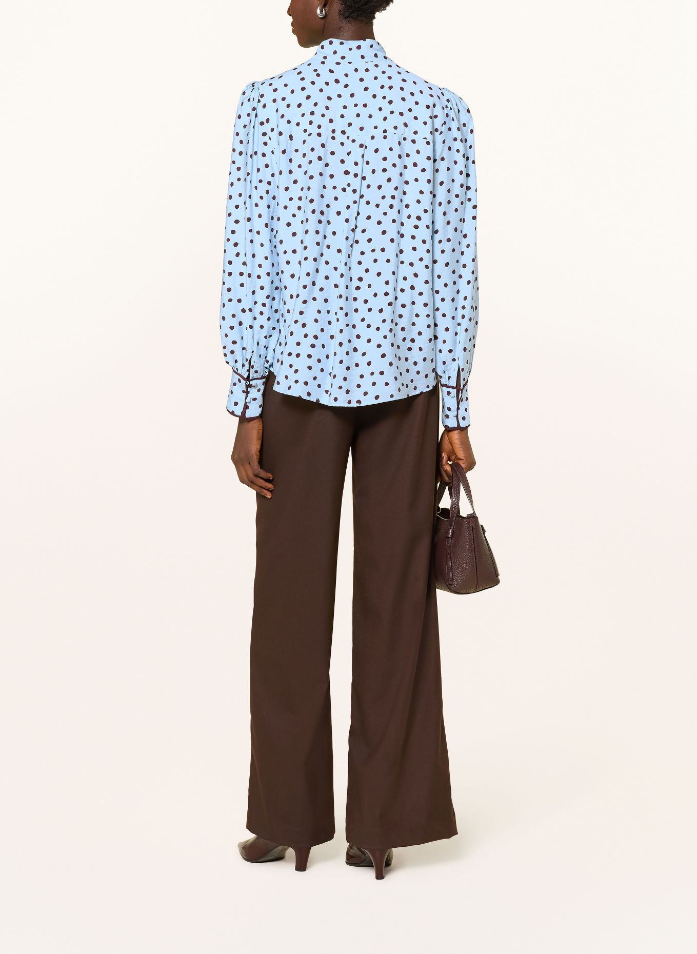Phase Eight Schluppenbluse COCO: HELLBLAU / DUNKELBRAUN