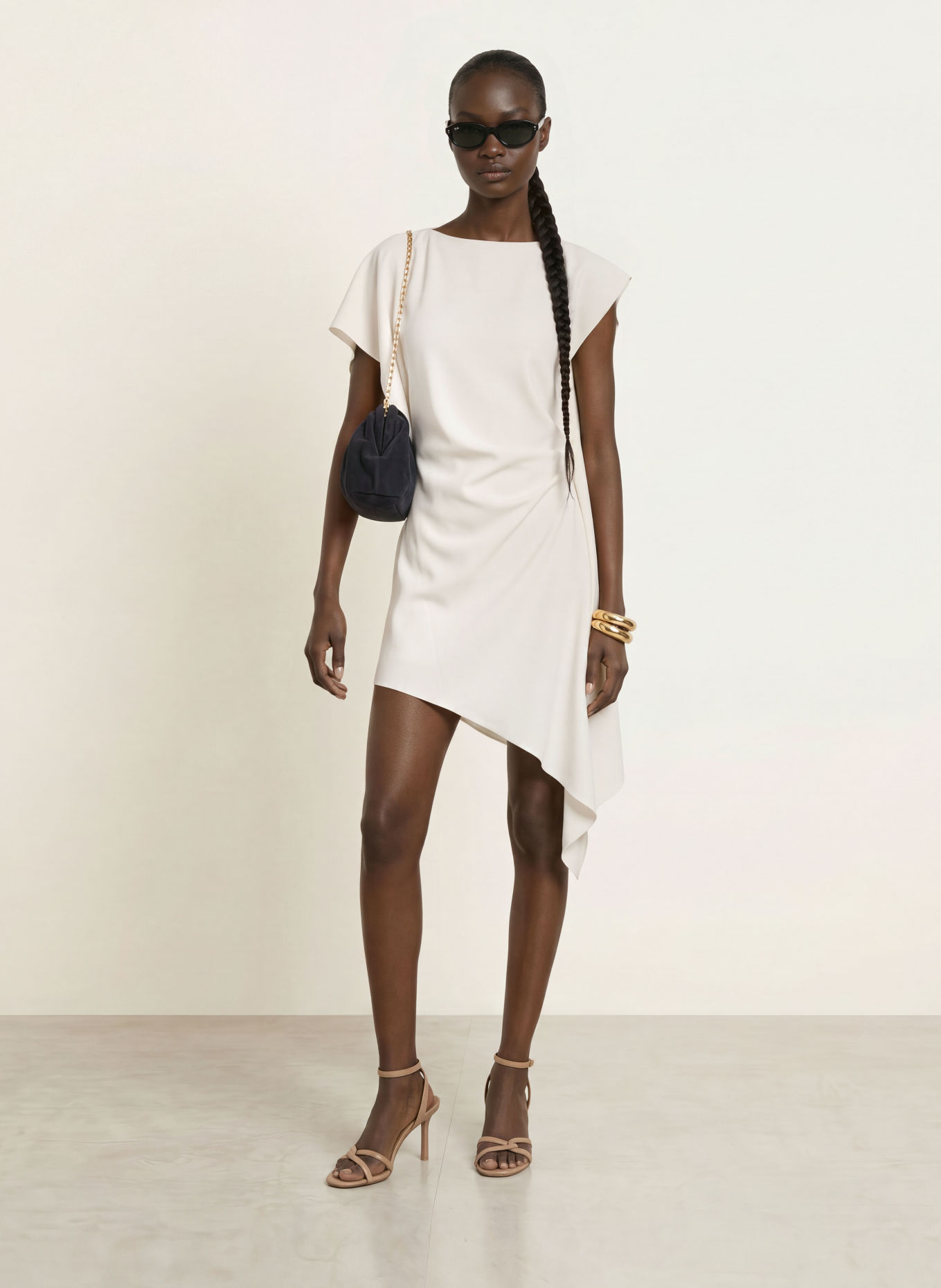 REISS Jurk ATHENA met volants: CRÈME