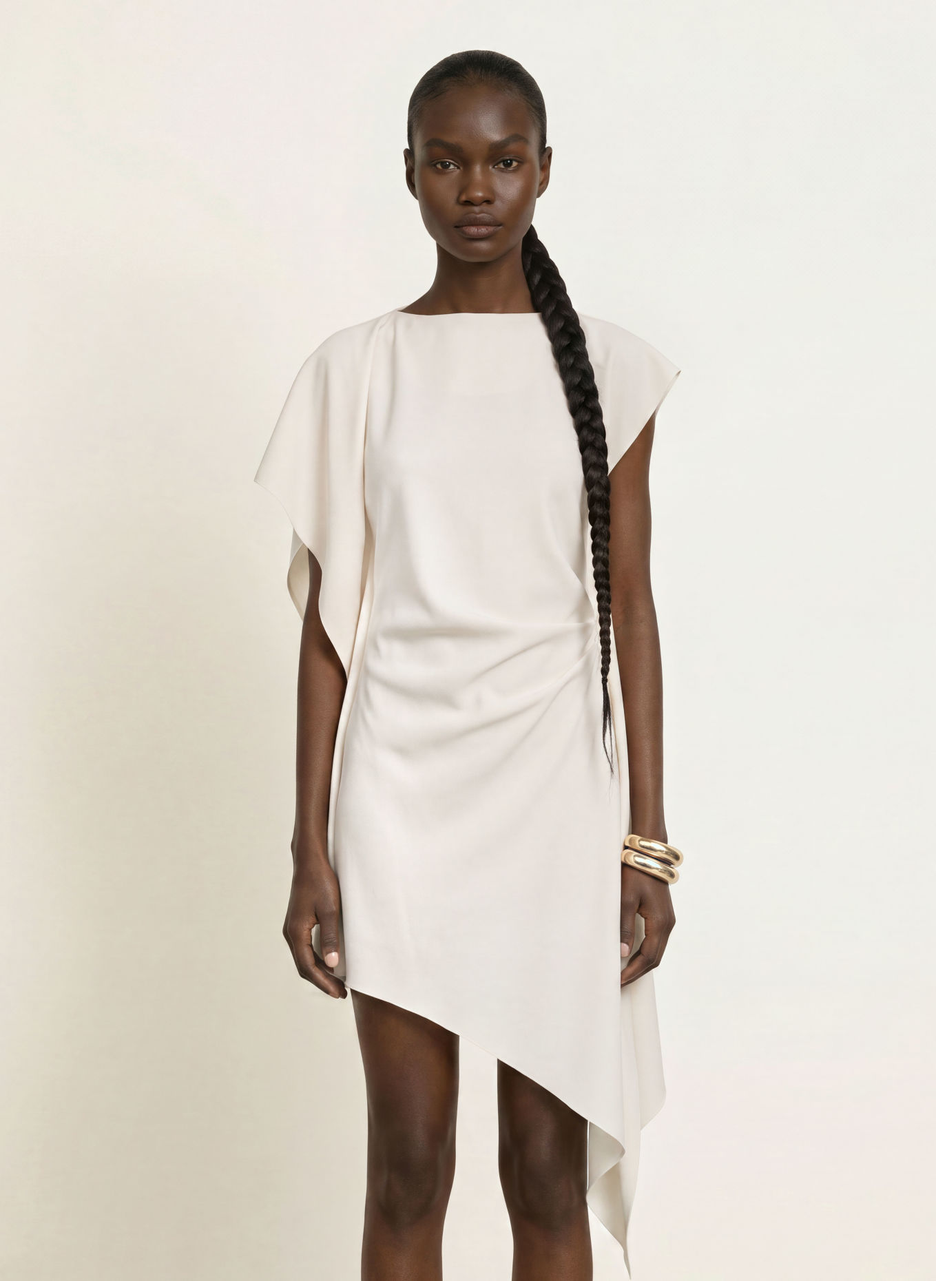 REISS Jurk ATHENA met volants: CRÈME