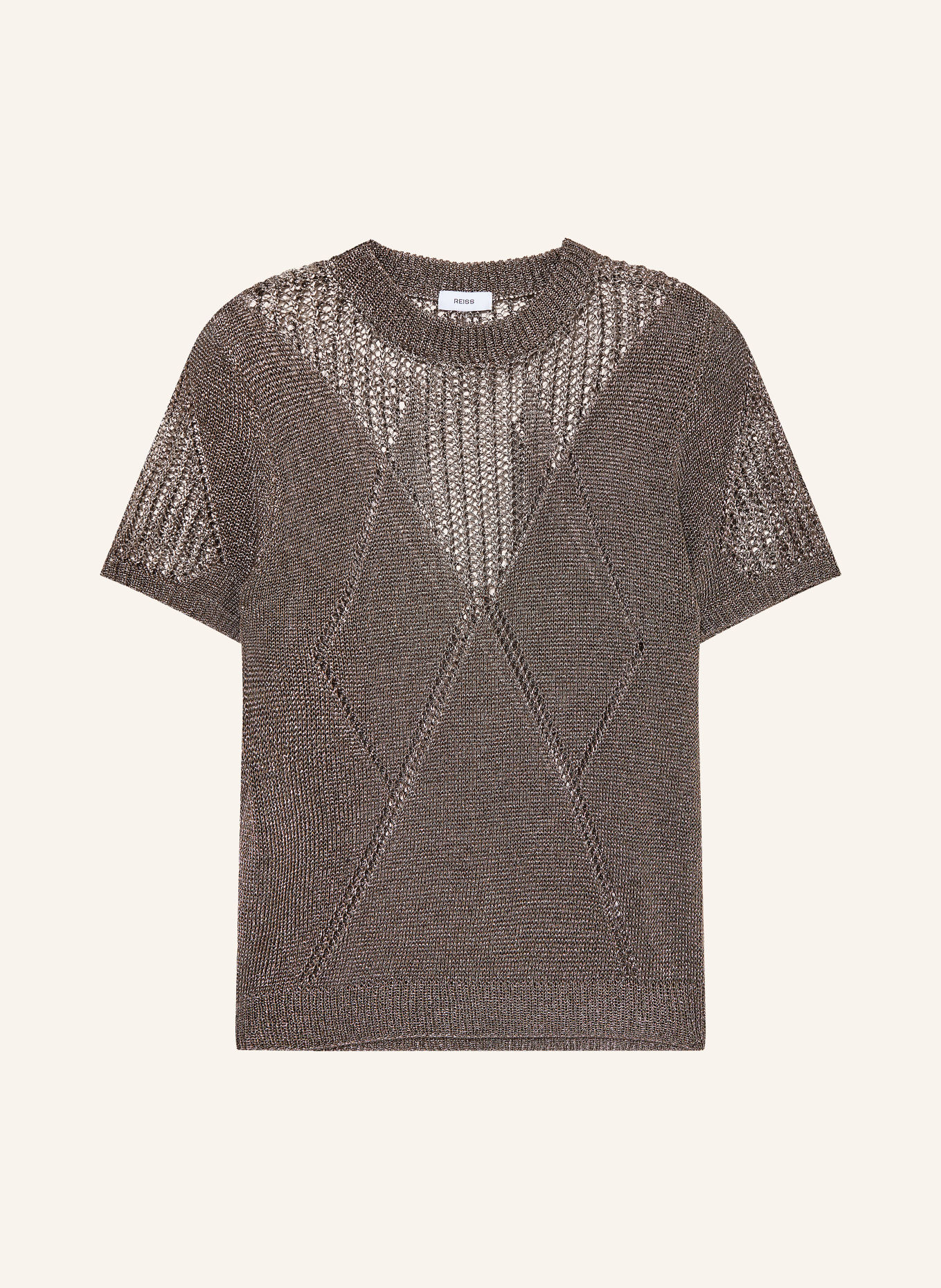 REISS Strikket T-shirt TAMSIN med glitrende garn: MØRKEGRÅ