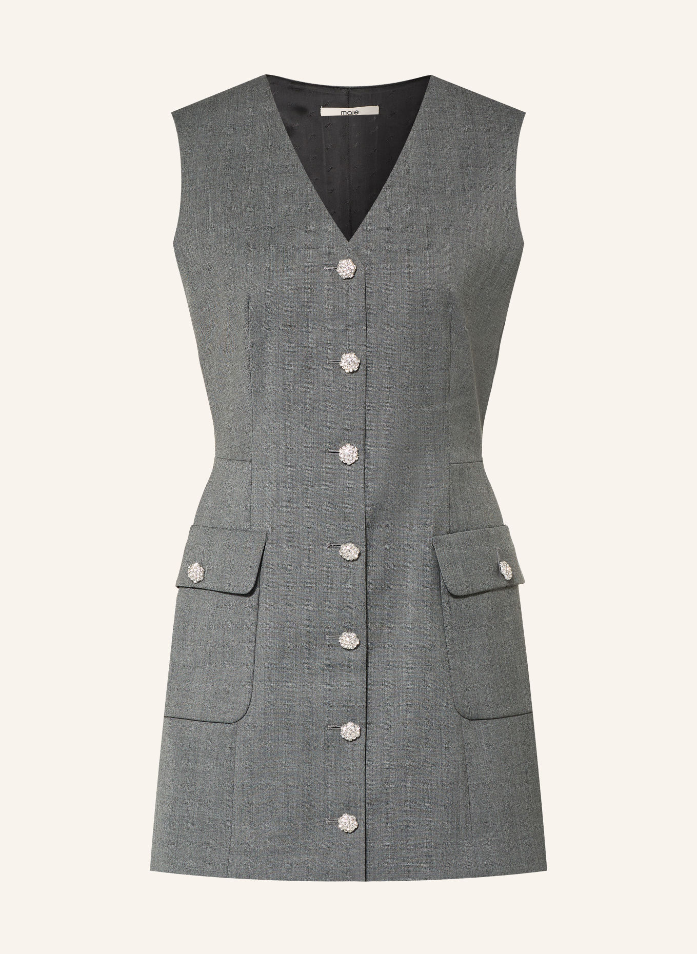 maje Kleid mit Schmucksteinen: GRAU